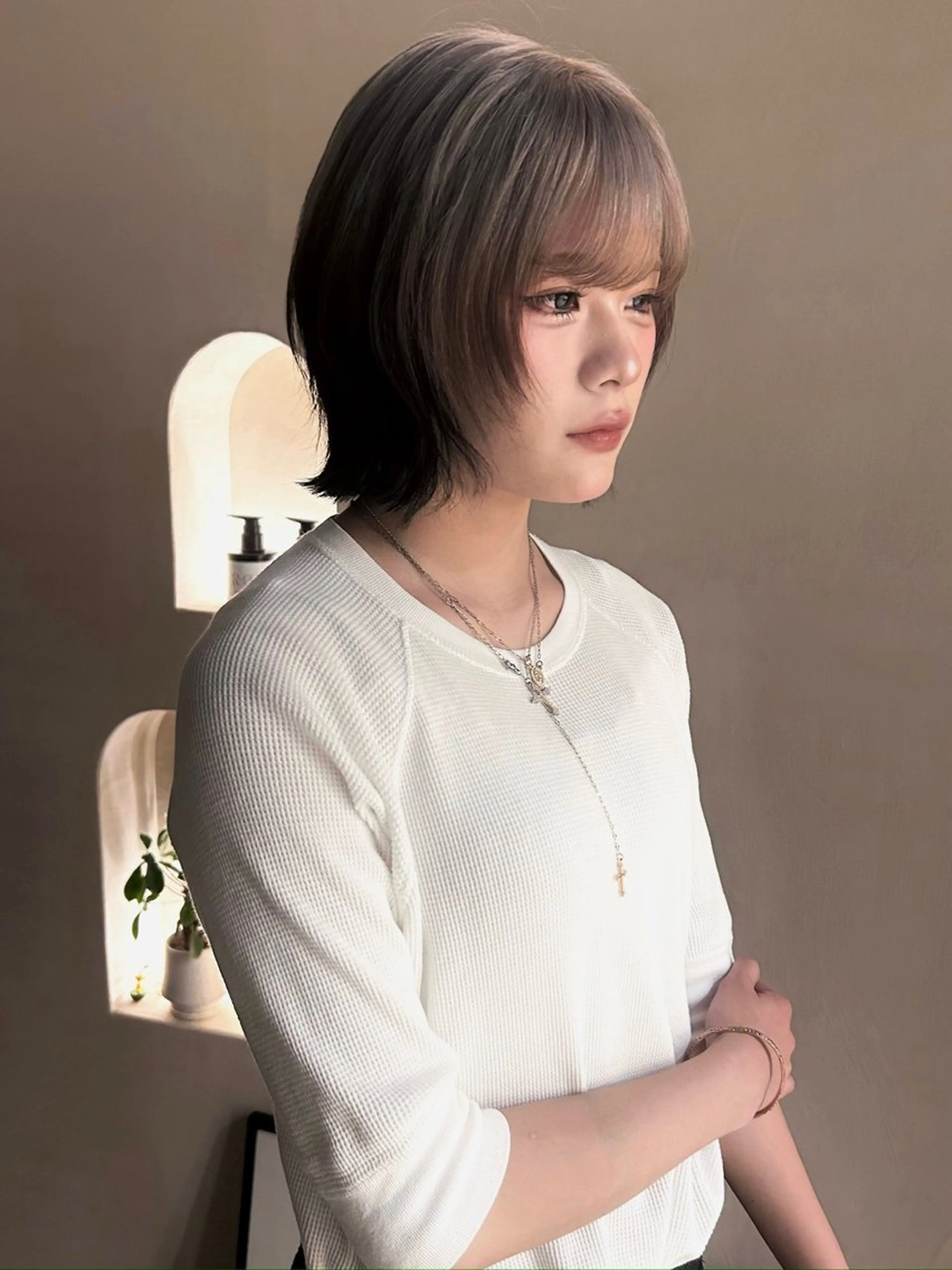 ミディアム ヘアカラー レイヤー・ボブカット ／もえまる🌻のヘアスタイル