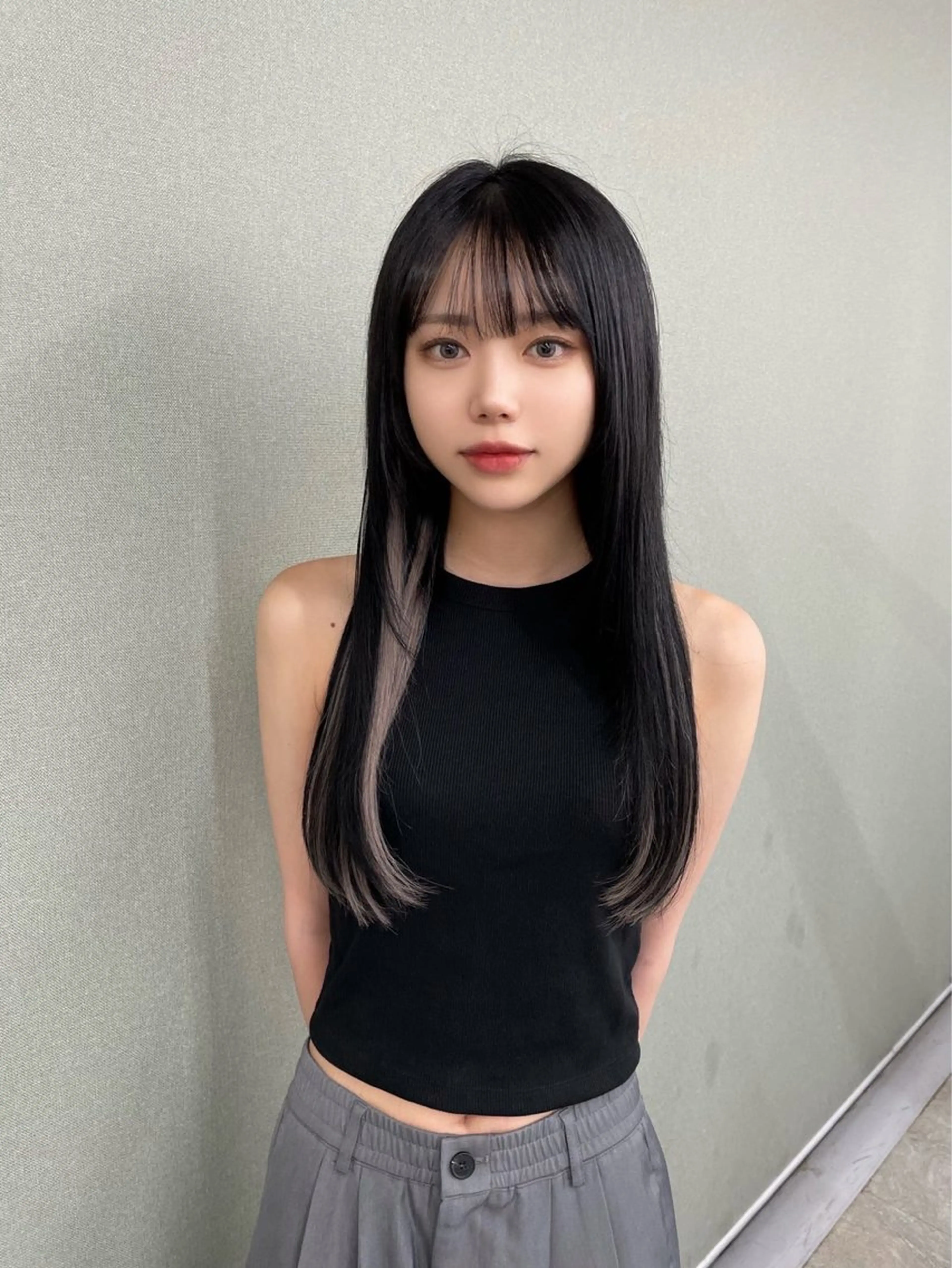 ロング カラー ヘアアレンジ プルエクステ 黒髪 シルバー エクステ ロング ヘアカラー エクステ 🎀プルエクステ みまひかる🎀のヘアスタイル