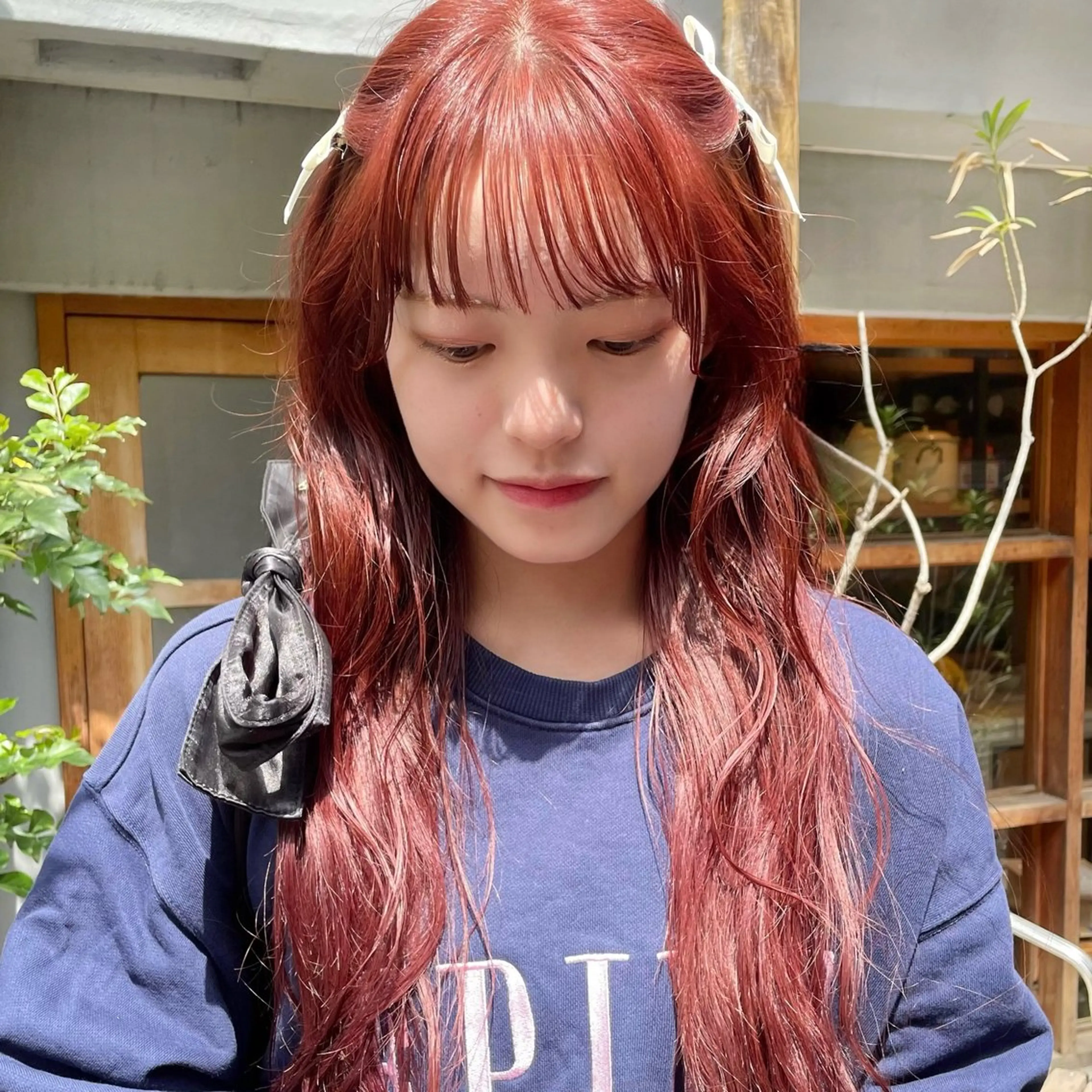 ロング カラー ピンクカラー カット ヘアカラー トリートメント 🍊暖色×顔周り 🍊cocoroのヘアスタイル