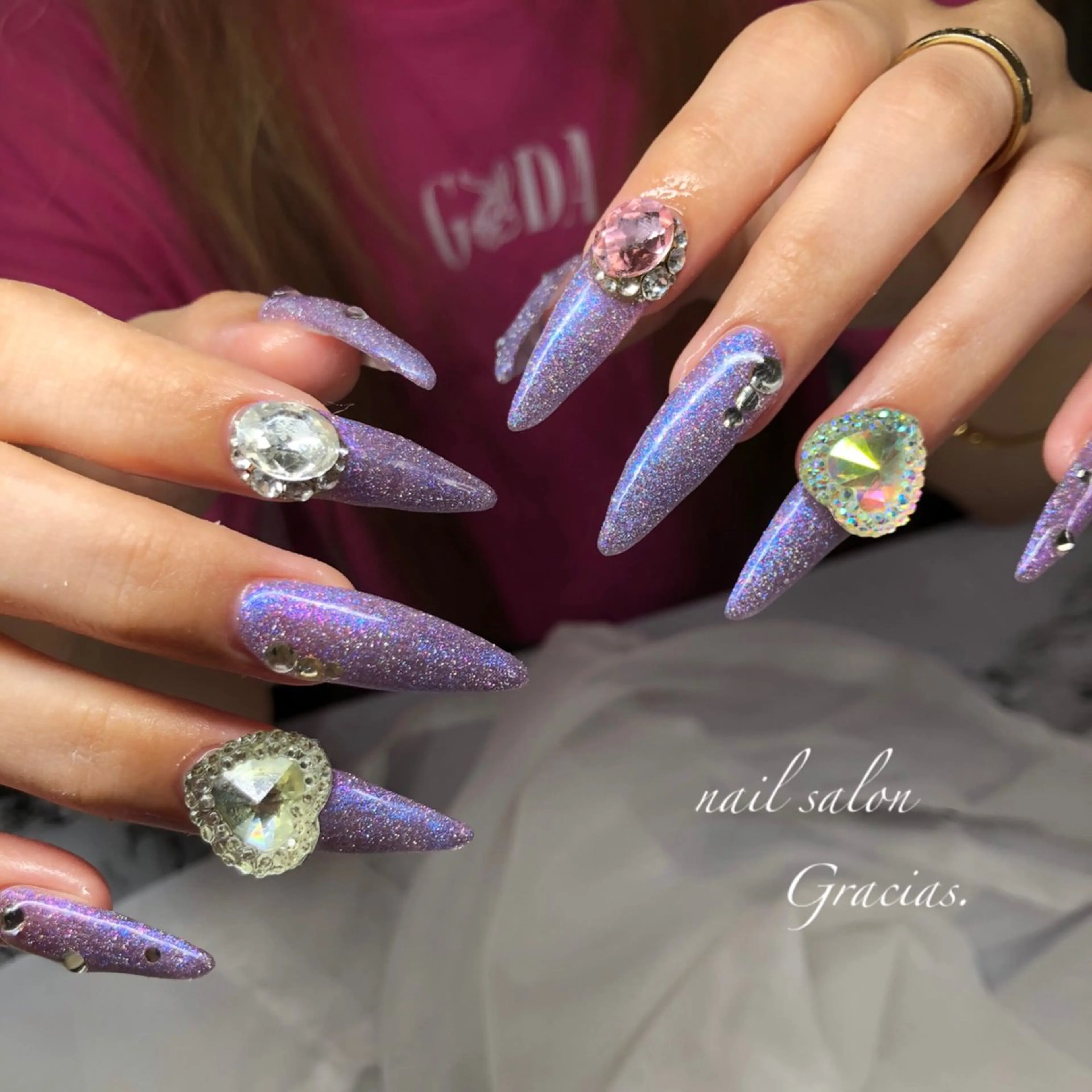 ネイル アートネイル 長さ出し フレンチネイル ジェルネイル グラデーション ハンドネイル Gracias. rieのネイルデザイン