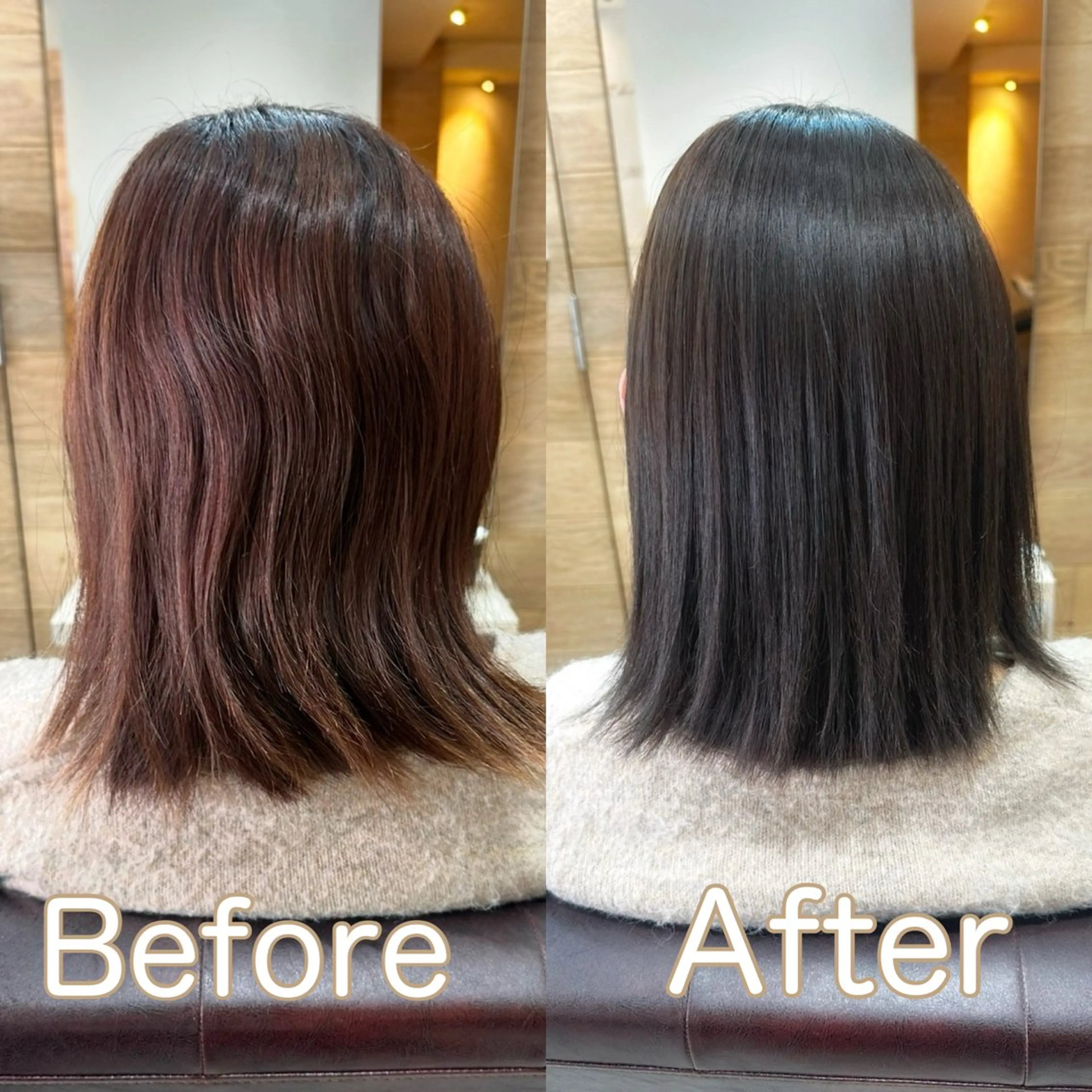 ミディアム 酸性ストレート カット ヘアカラー 縮毛矯正 トリートメント 似合わせヘア/ボブ/ ミディアム/Takaのヘアスタイル