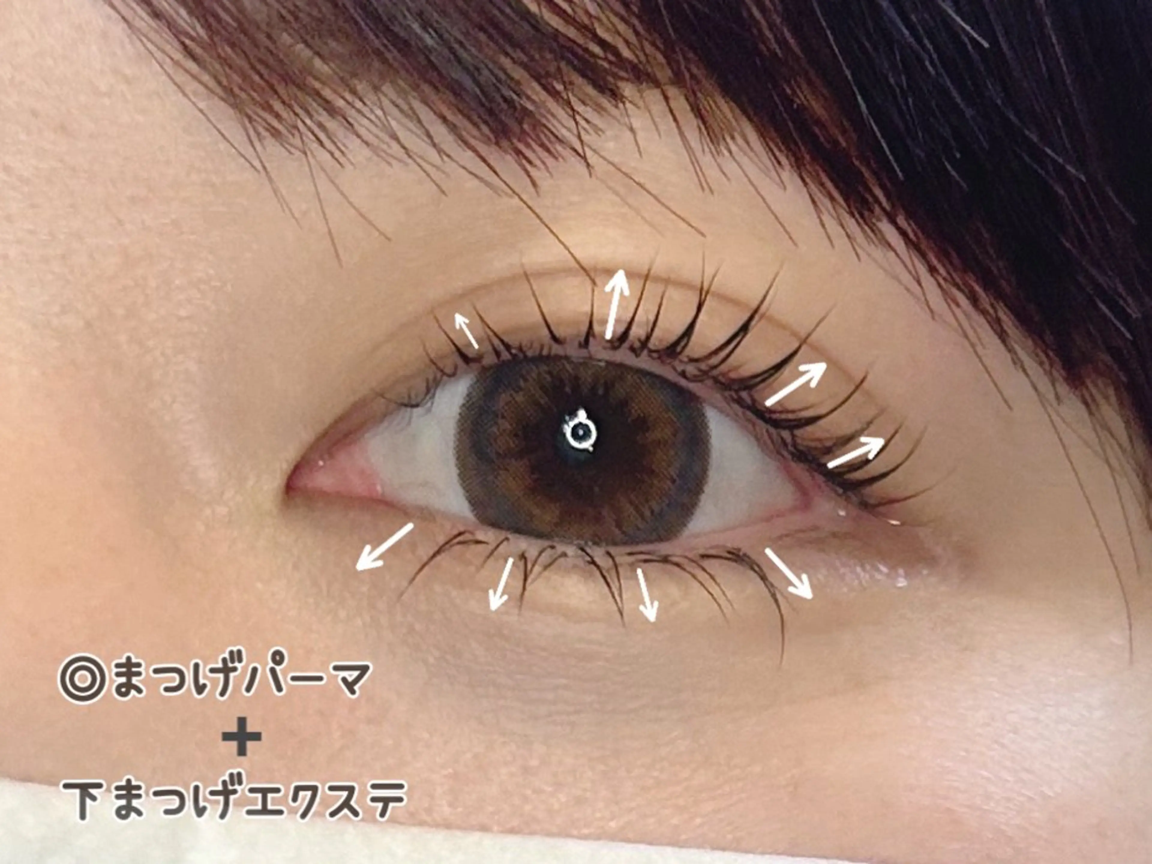 🍑上まつげパーマ&下まつげエクステ30本までの写真