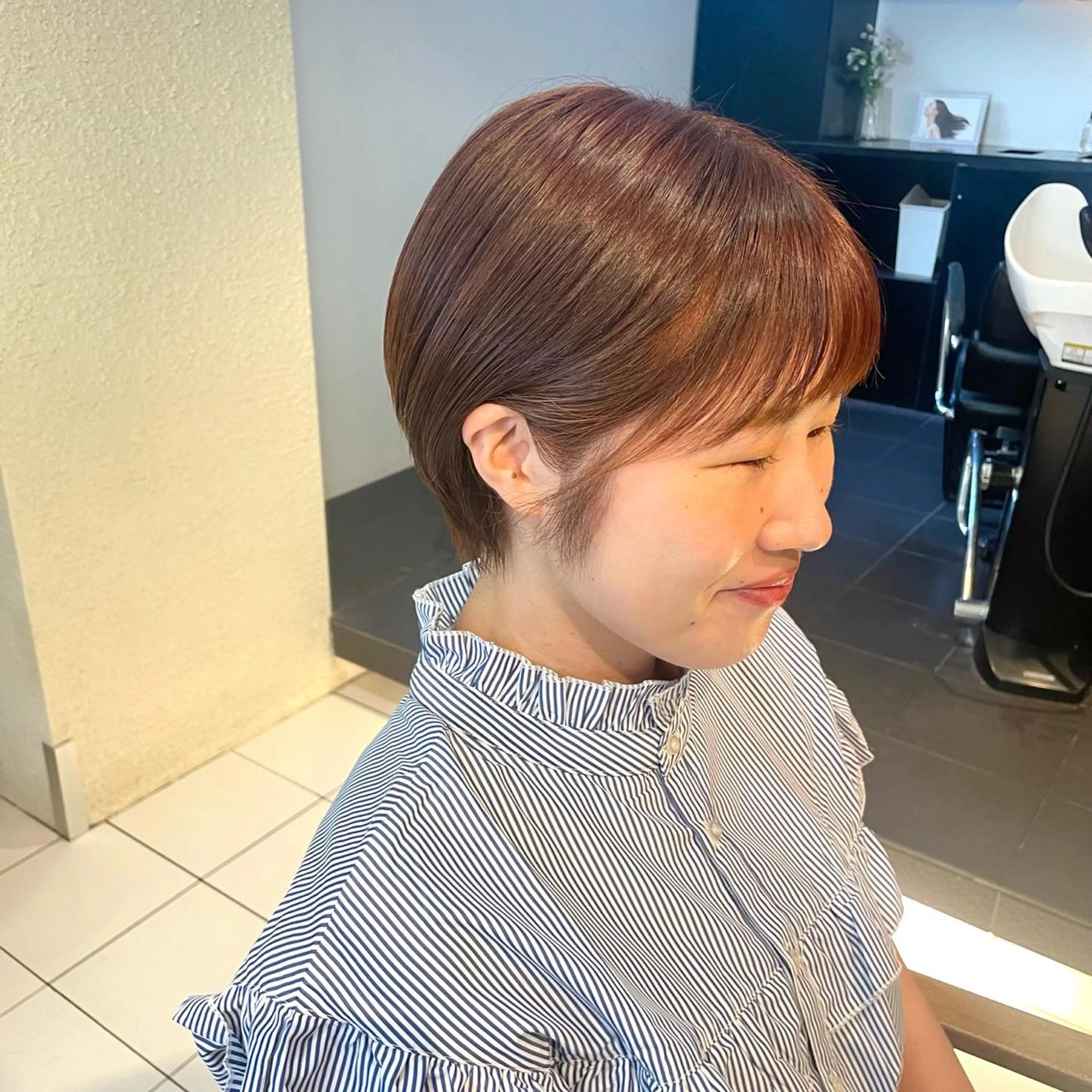 ショート カラー ブラウンカラー オレンジ オレンジブラウン ショートヘア 透明感カラー/ 寺田千雅子のヘアスタイル