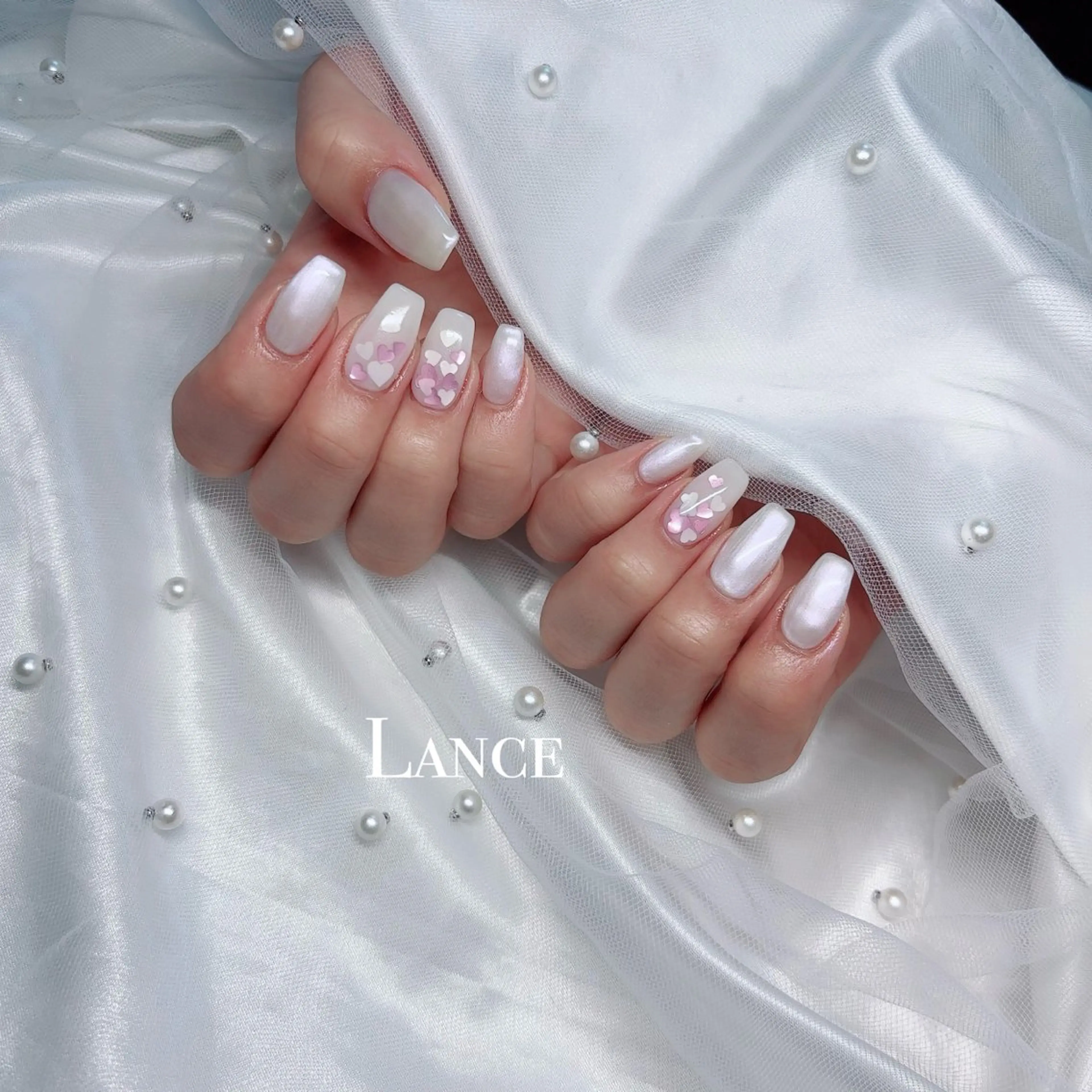 ネイル キラキラネイル 韓国ネイル ラメ(グリッター) 春ネイル バレンタイン ハンドネイル Lance nailのネイルデザイン