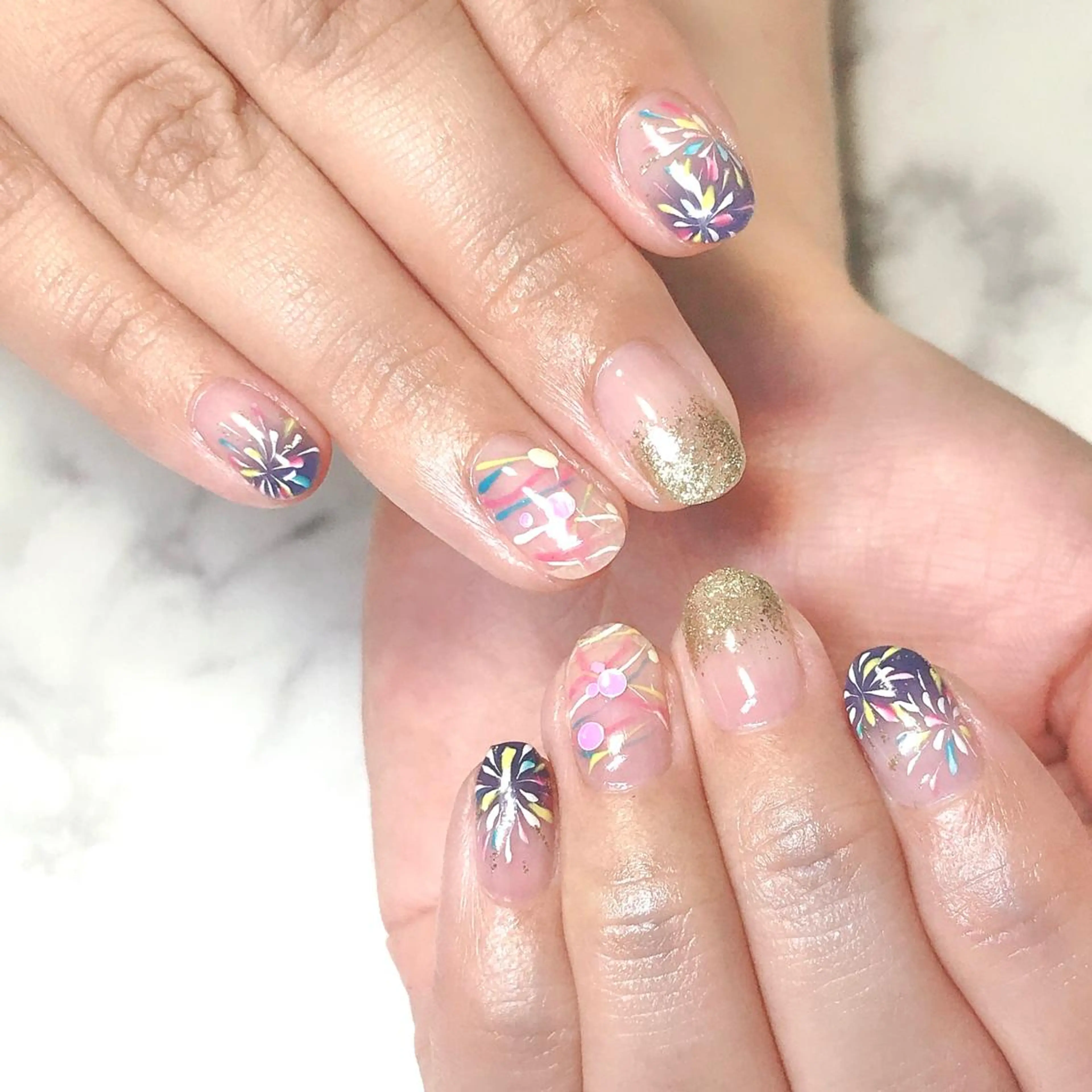 ネイル アートネイル クリアネイル グラデーション 夏ネイル ヨーヨーネイル ステラ marikominoのネイルデザイン