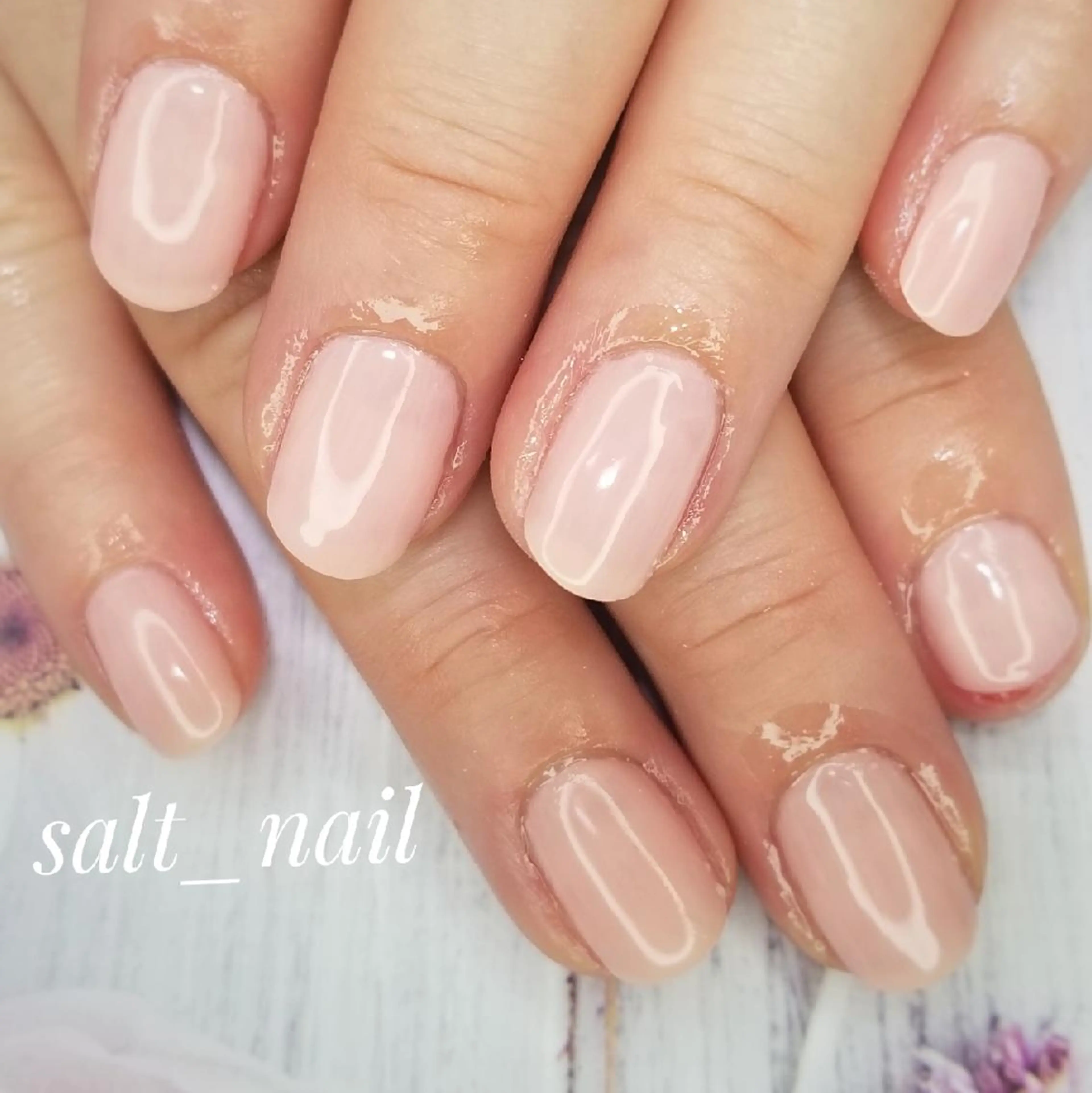 ネイル オフィスネイル ワンカラーネイル ピンク ピンクベージュ 個人サロン saltnailのネイルデザイン