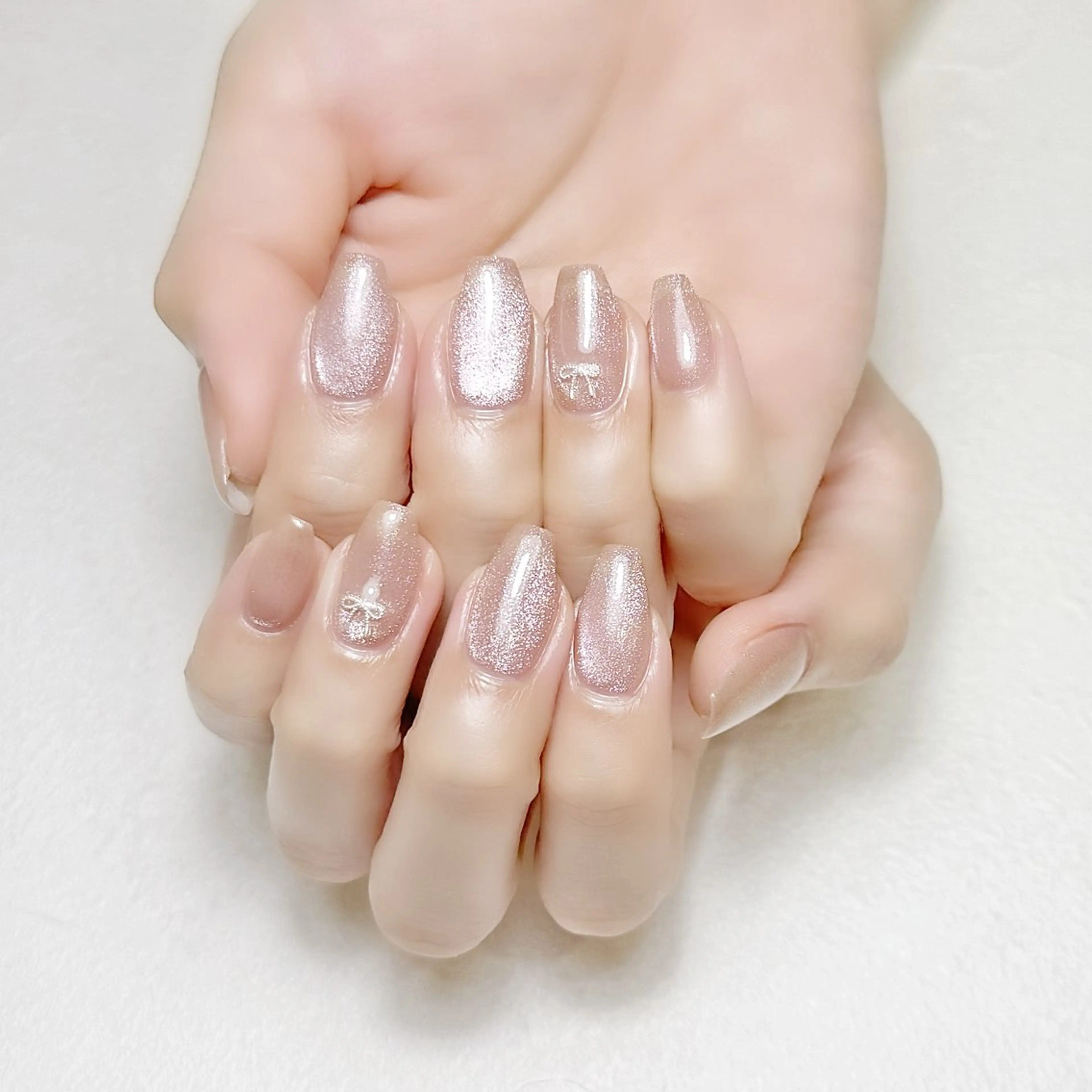 ネイル マグネットネイル オフィスネイル ピンク リボン 夏ネイル rouse nail RISATOのネイルデザイン