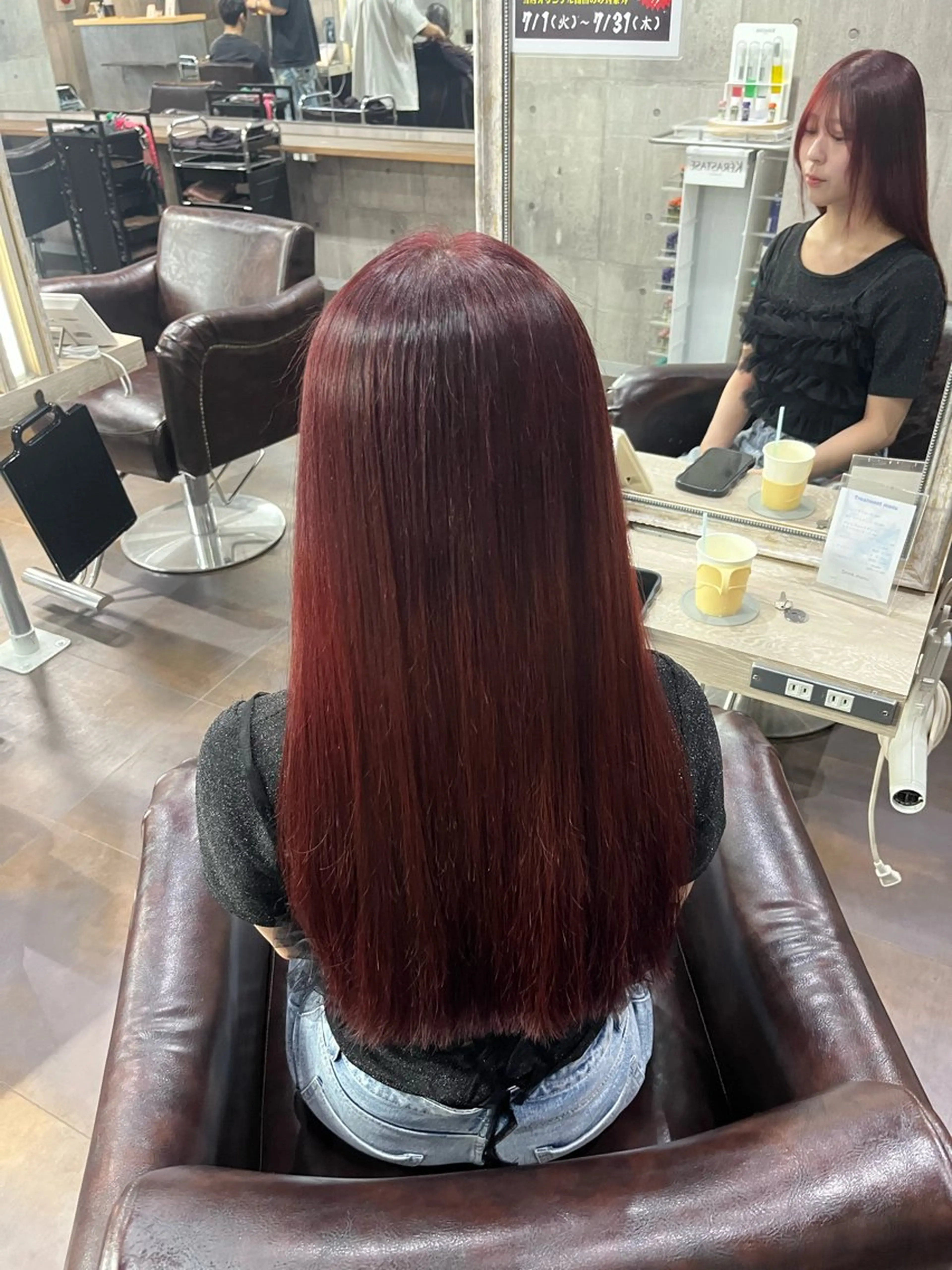 ロング カラー レッドカラー 🎀pink×g irly💗るか🫧のヘアスタイル