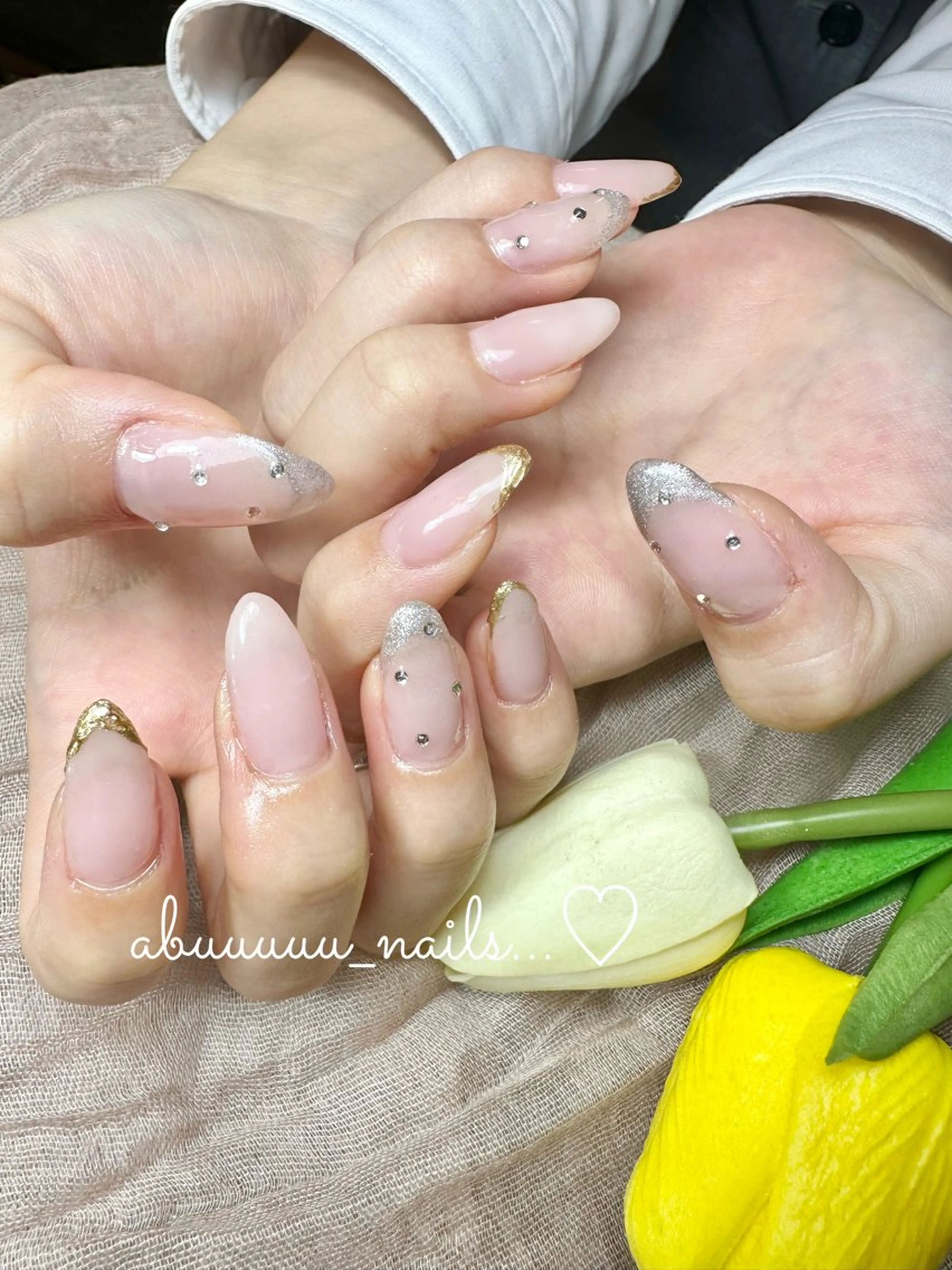 ネイル フレンチネイル ミラーネイル ハンドネイル abuuuuu nailsのネイルデザイン