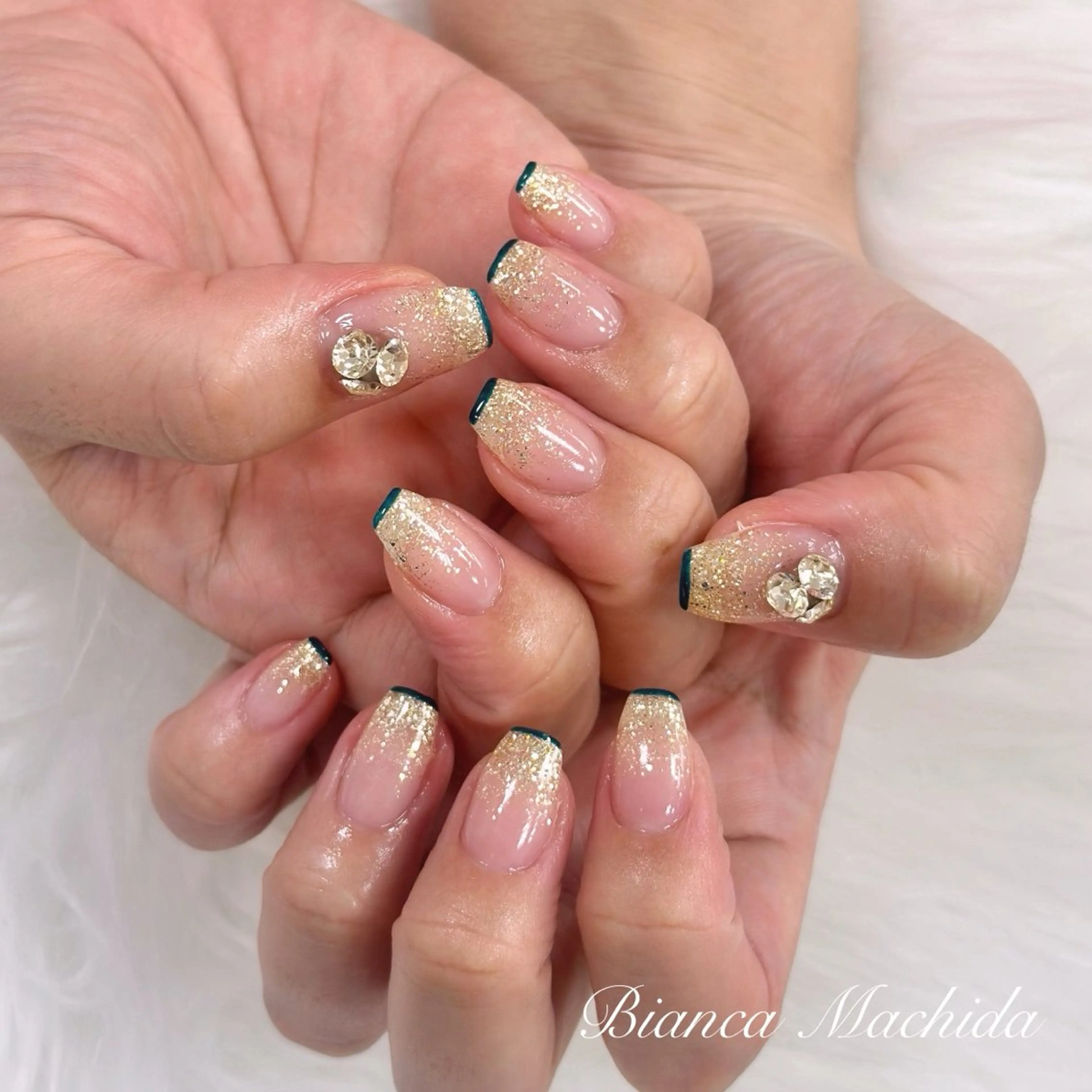 ネイル ガーリー ハート リボン Bianca👼🏻 OIKAWAのネイルデザイン