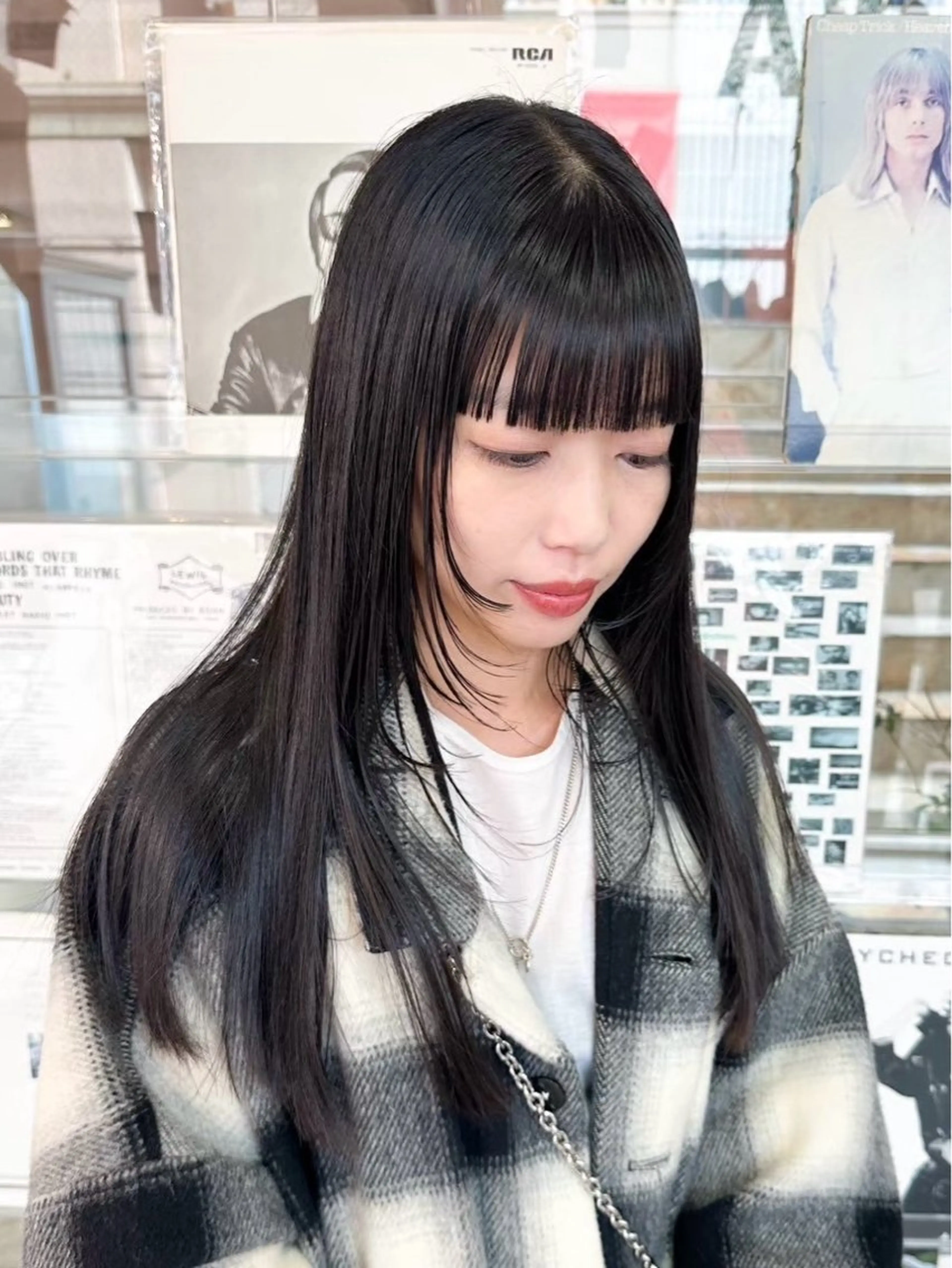 ロング 顔周りカット カット デザインカラー/中性 ウルフ/mitsuのヘアスタイル