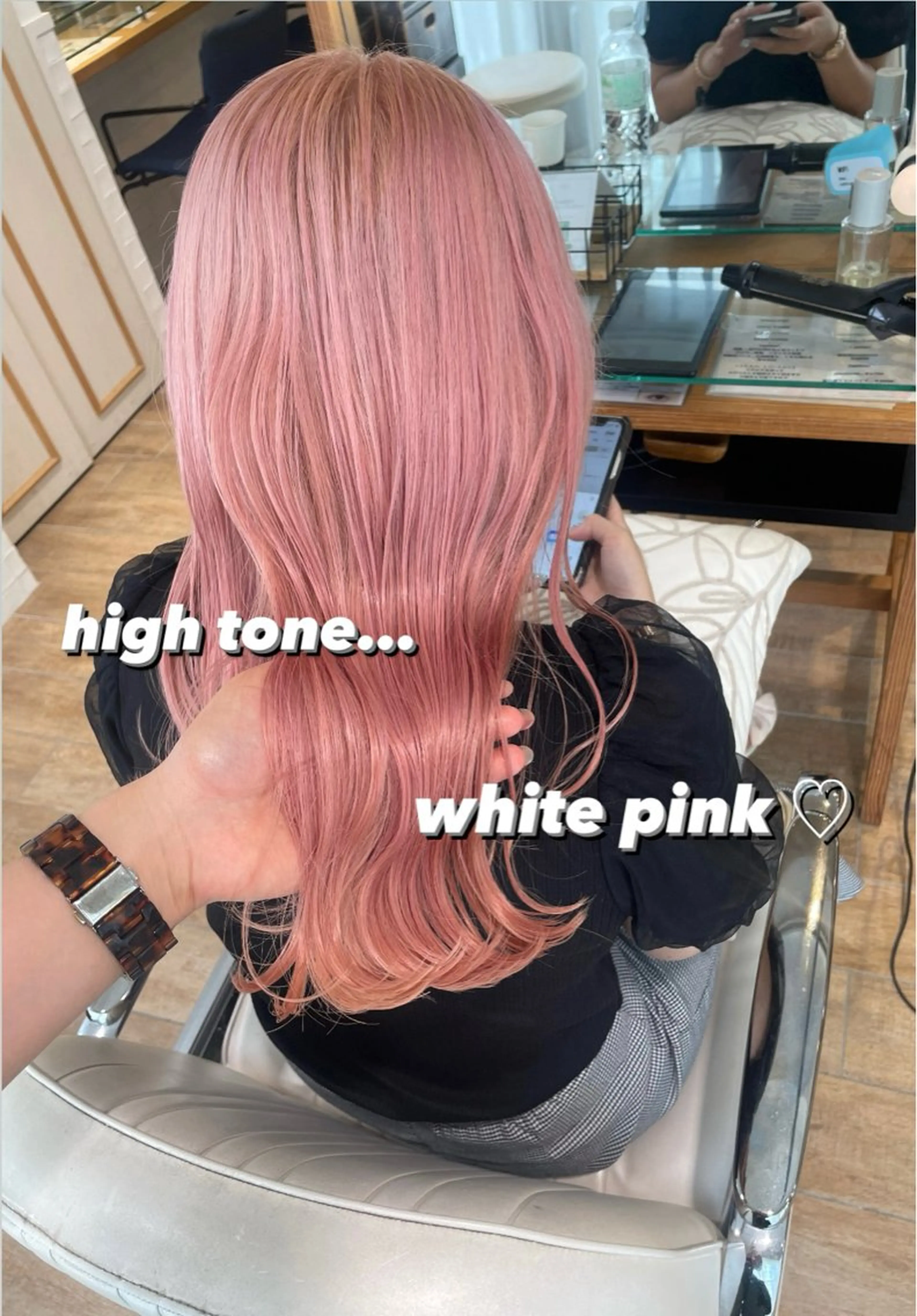 セミロング カラー ヘアアレンジ ヘアカラー トリートメント ハイトーンピンク🍑 ブリーチ🍑RINAのヘアスタイル