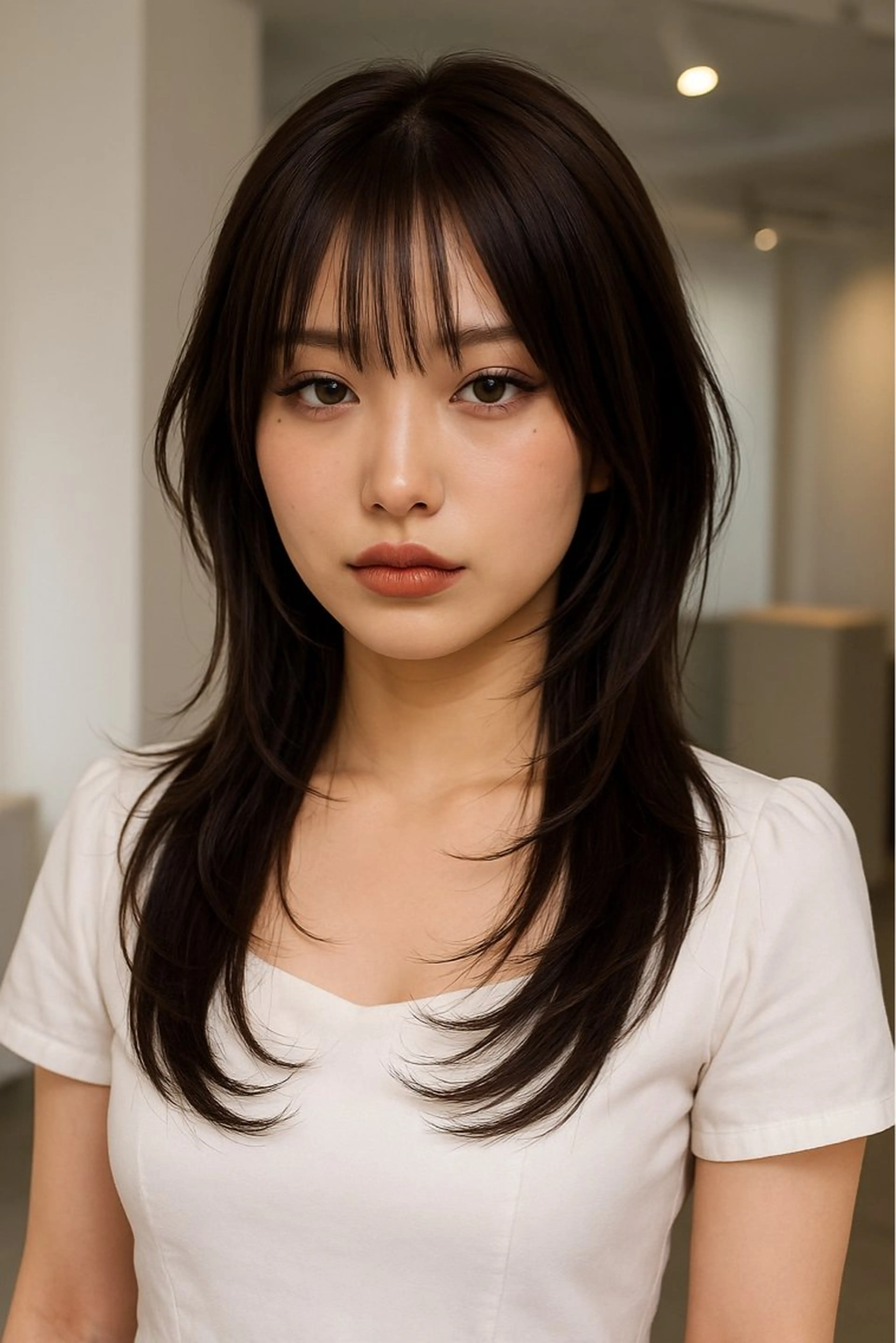 セミロング カラー パーマ ヘアアレンジ メンズ キッズ カット ヘアカラー トリートメント 🦋韓国レイヤー｜ 透明感グレージュ🦋のヘアスタイル