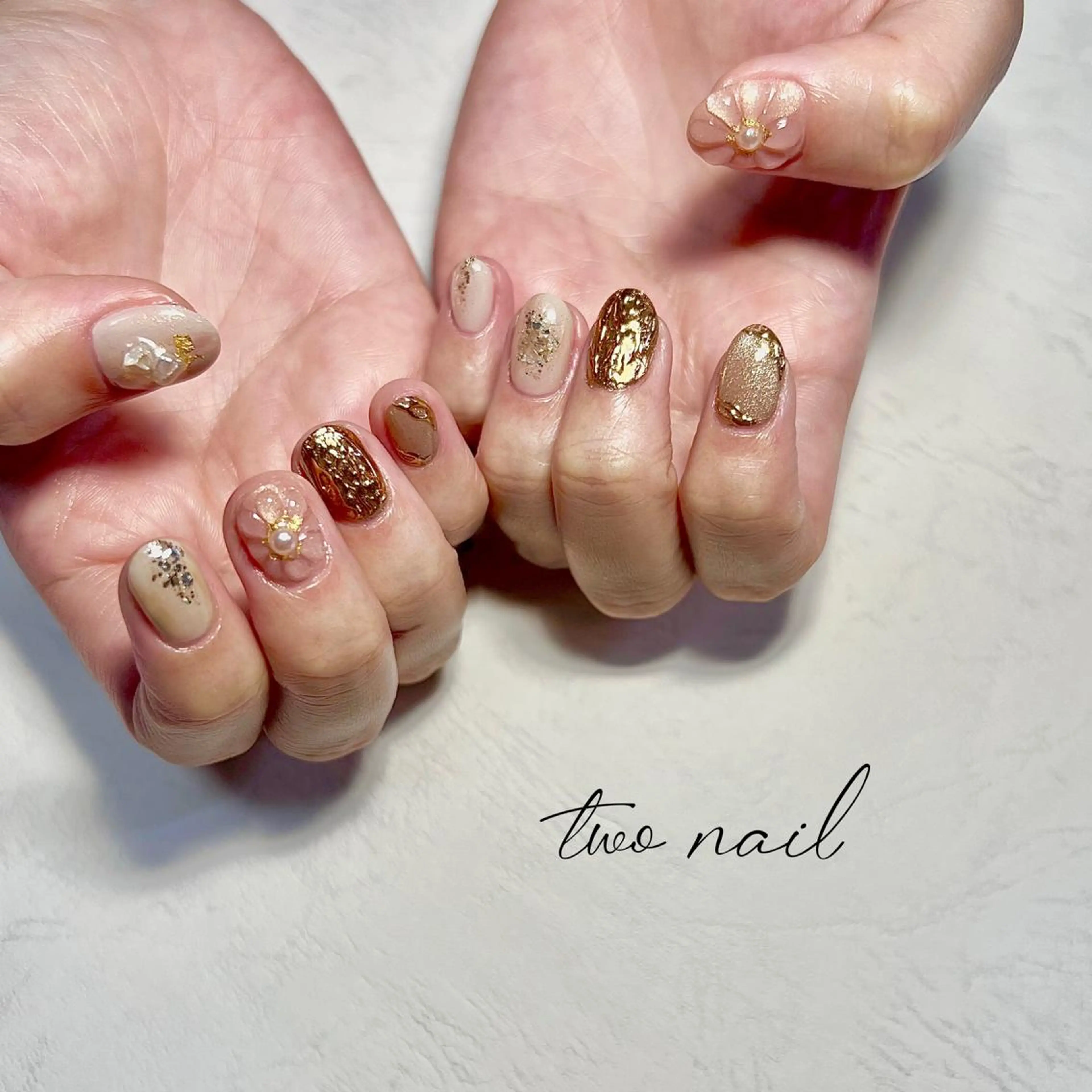 ネイル アートネイル フットネイル ハート ニュアンスネイル ホワイト two nailのネイルデザイン