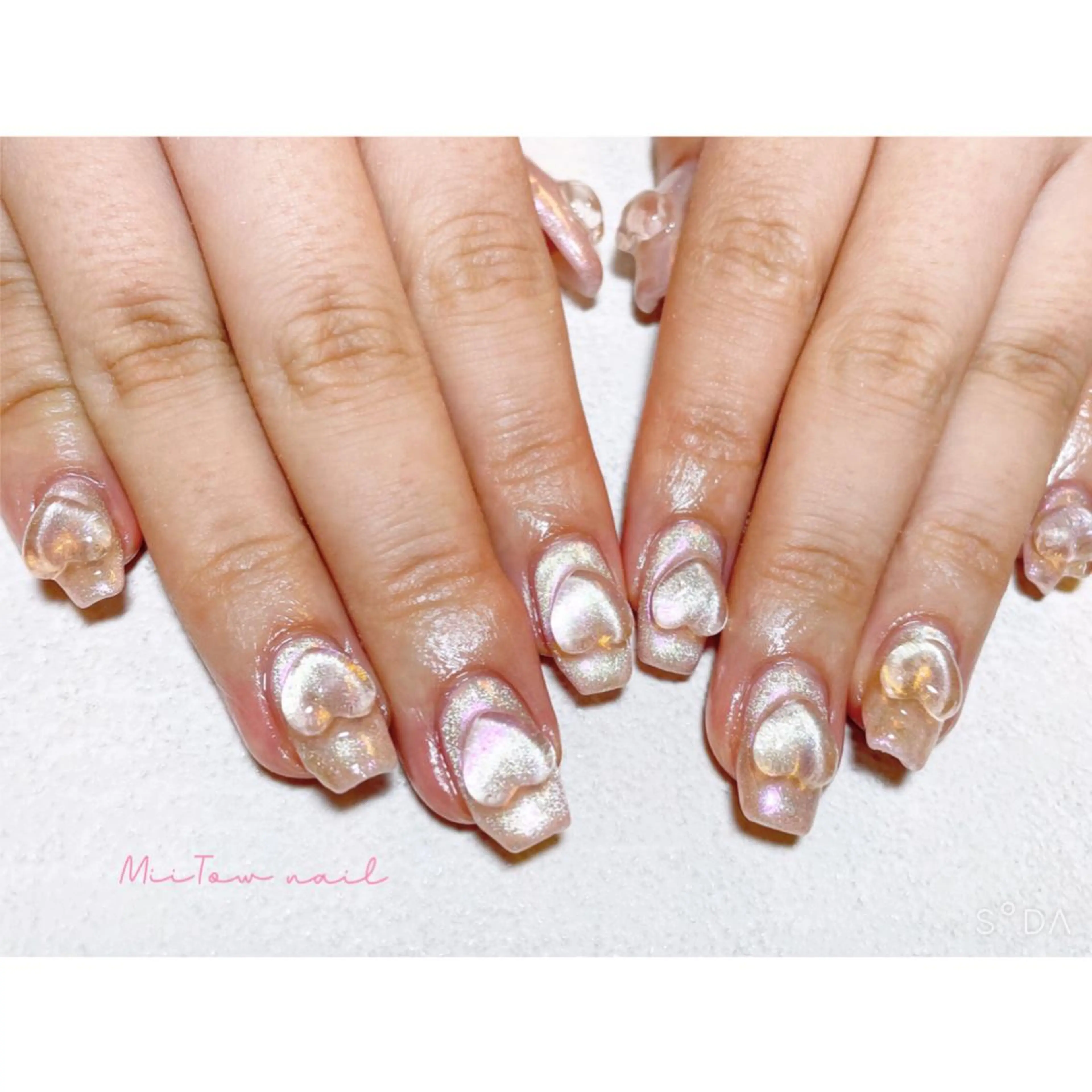 ネイル ハート ぷっくりネイル MiiTow nailのネイルデザイン