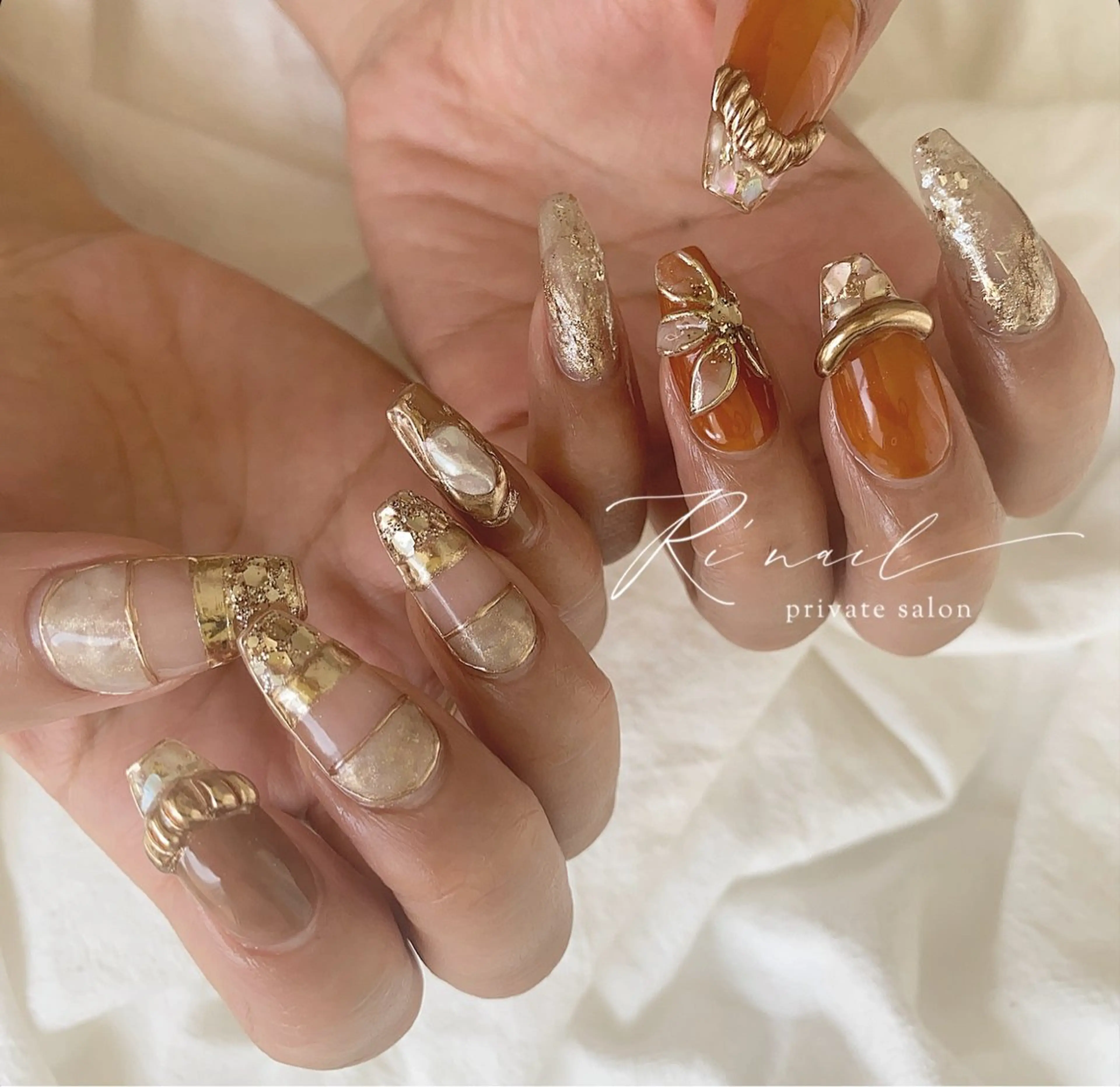 ネイル フラワーネイル ラメ(グリッター) ISHIWATA LINAのネイルデザイン