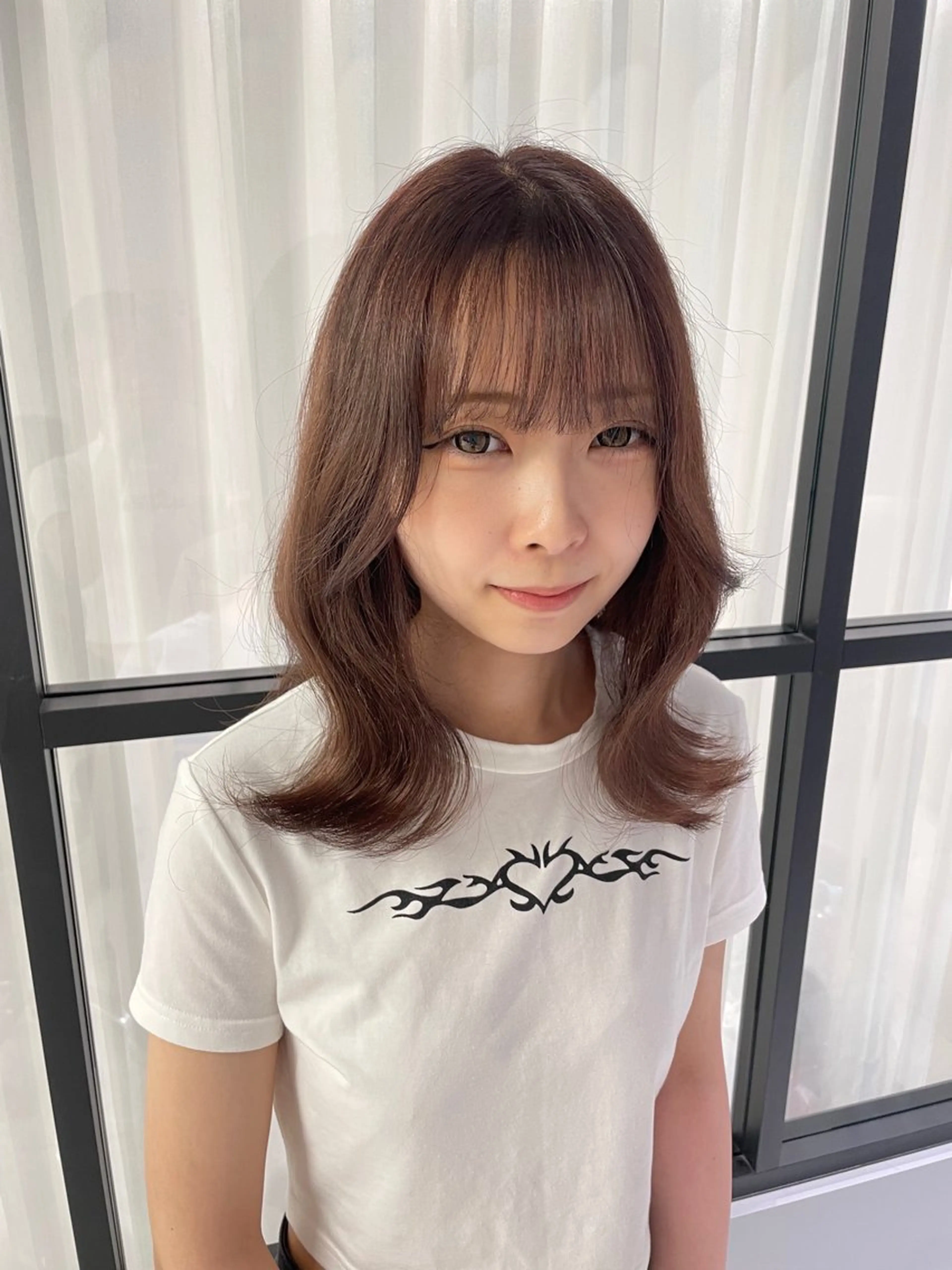 ミディアム カラー ブラウンカラー オレンジ ヘアカラー トリートメント 菜々🫧新宿 透明感ケアブリーチのヘアスタイル