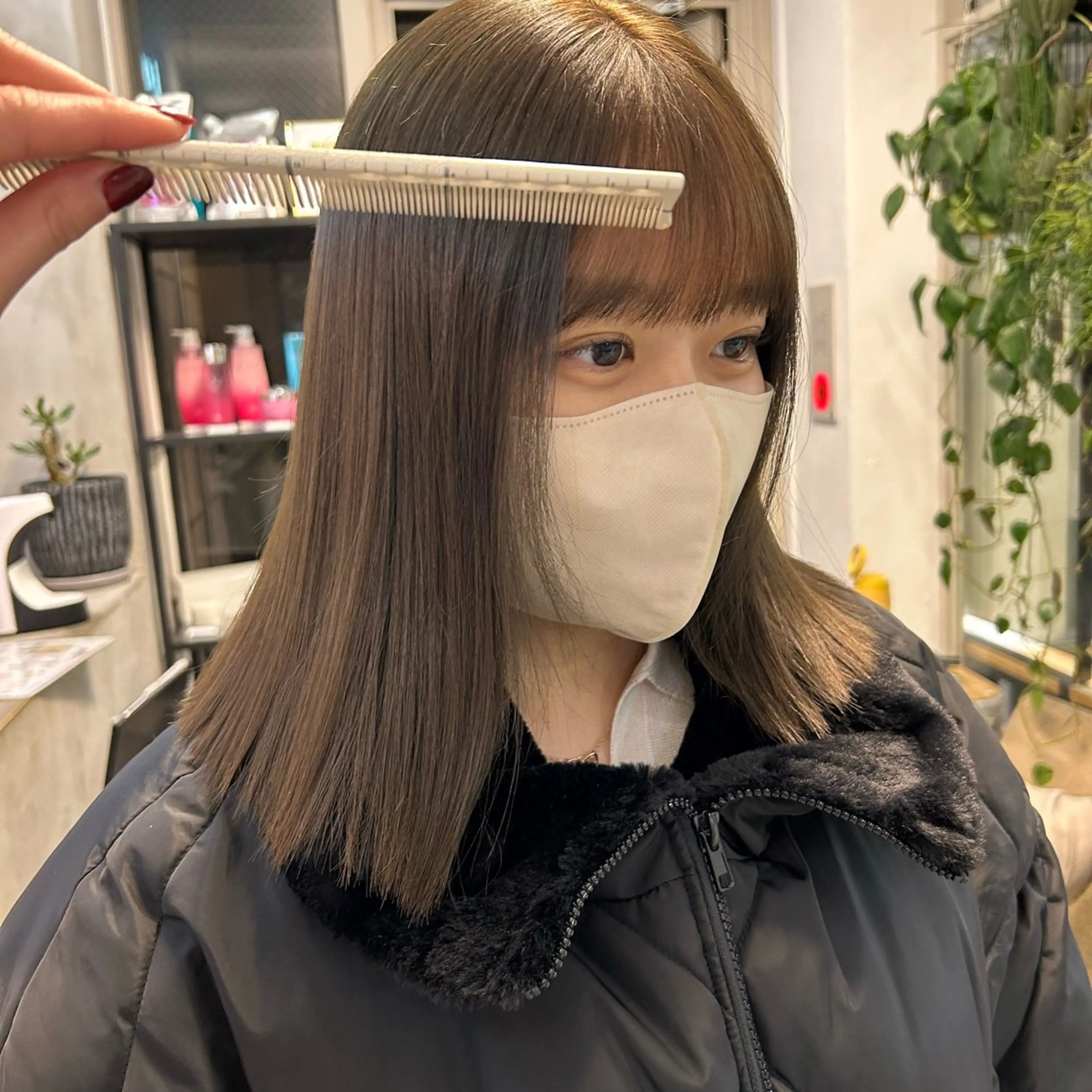 ミディアム カラー ベージュカラー オリーブベージュ ヘアカラー 縮毛矯正 じゅわっと暖色カラー 🍊Moemiのヘアスタイル