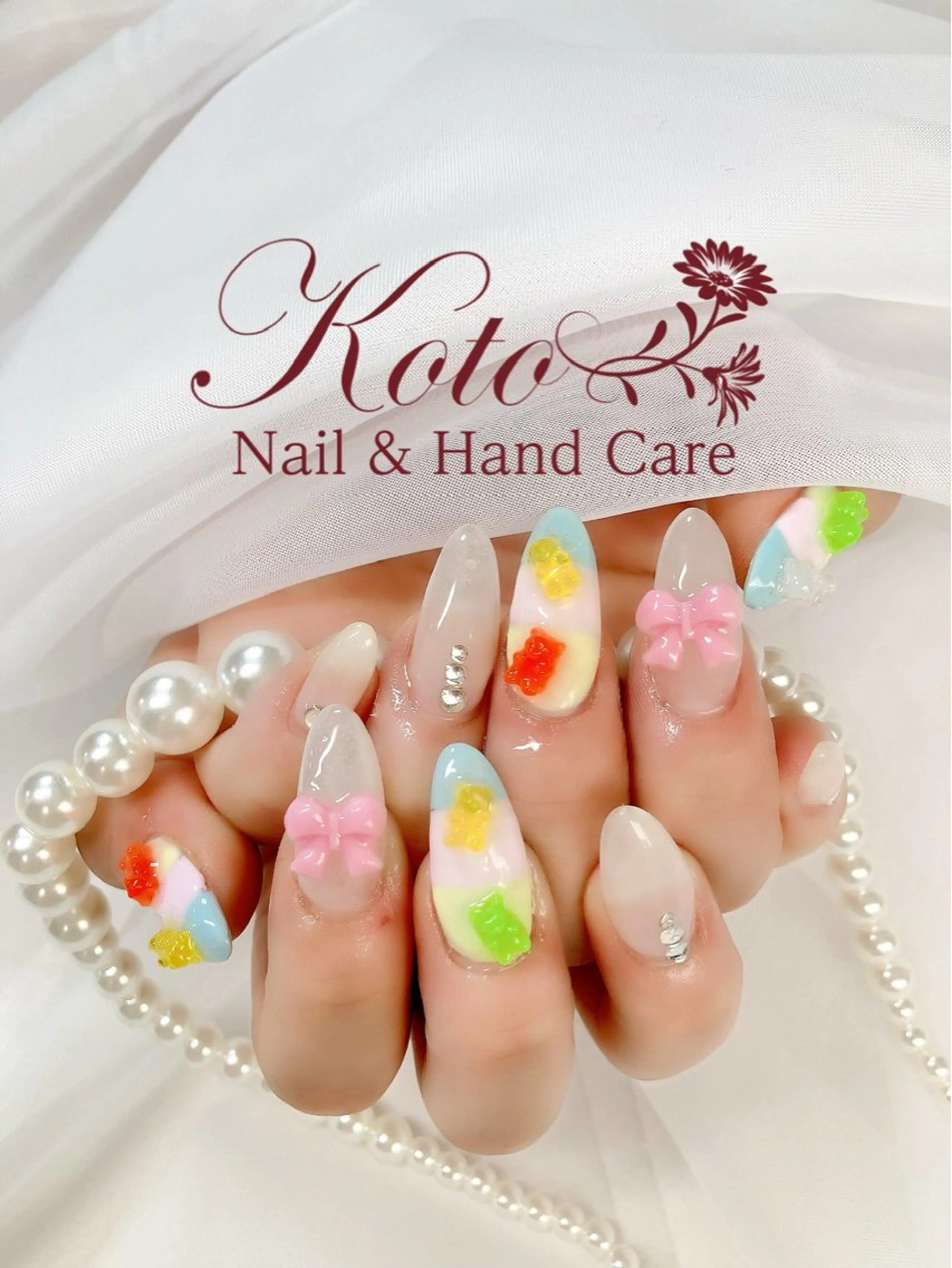 ネイル 長さ出し ジェルネイル 持ち込み ニュアンスネイル 赤色 ハンドネイル Nail Salon KOTOのネイルデザイン