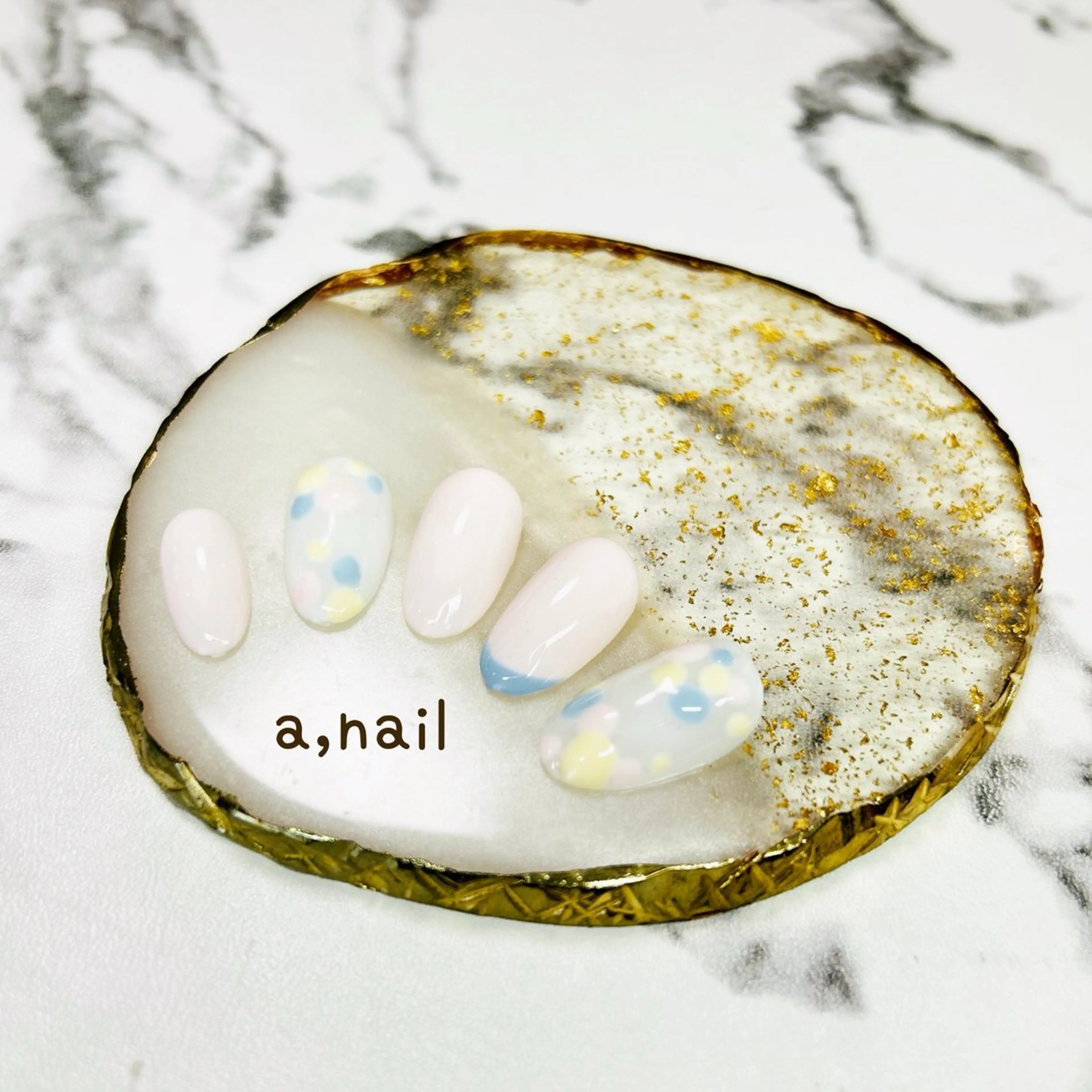 ネイル ドット フレンチネイル オフィスネイル パステルネイル シンプルネイル ハンドネイル ネイルサロン エーネイルのネイルデザイン