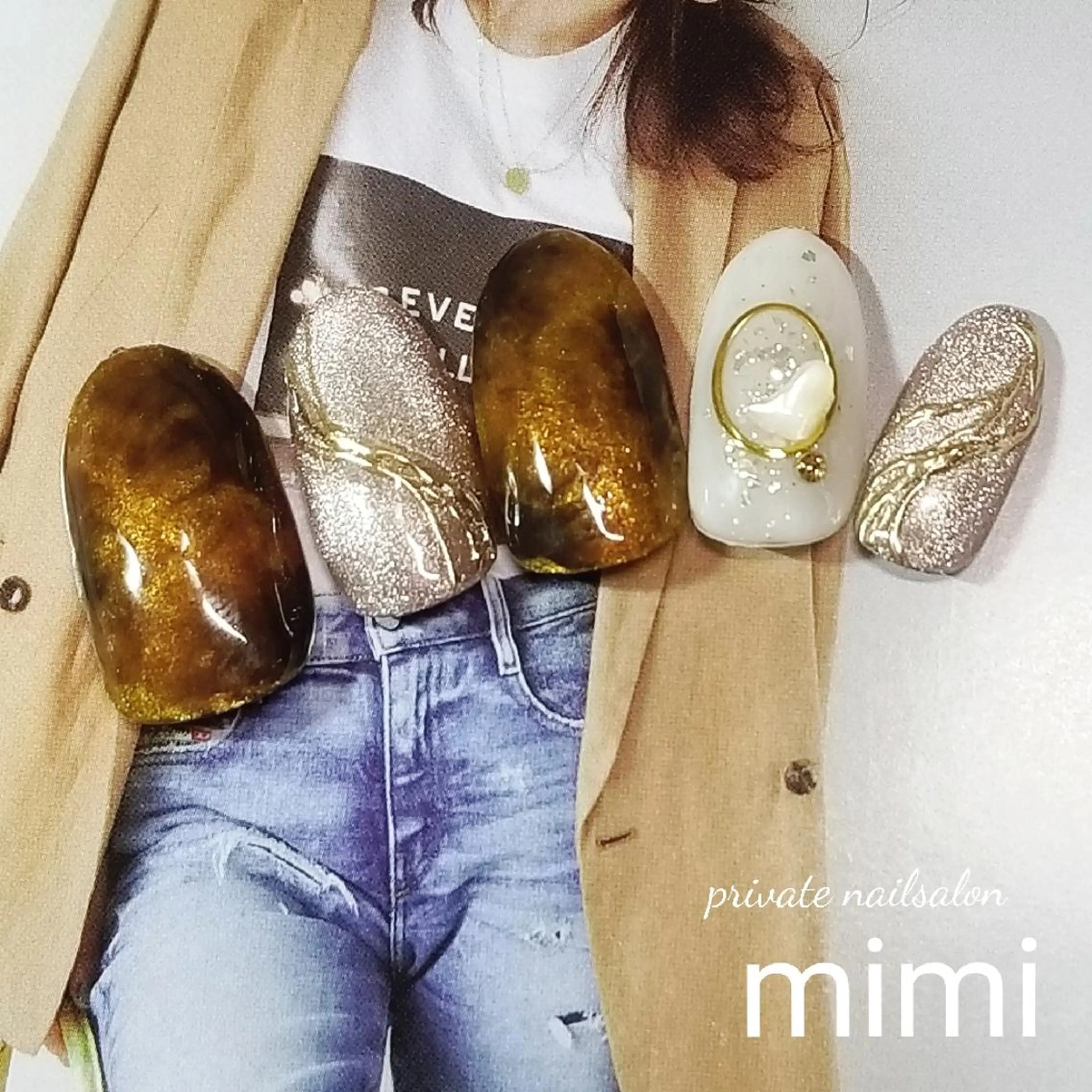 ネイル べっ甲ネイル ニュアンスネイル 博多ネイル ｍｉｍｉのネイルデザイン