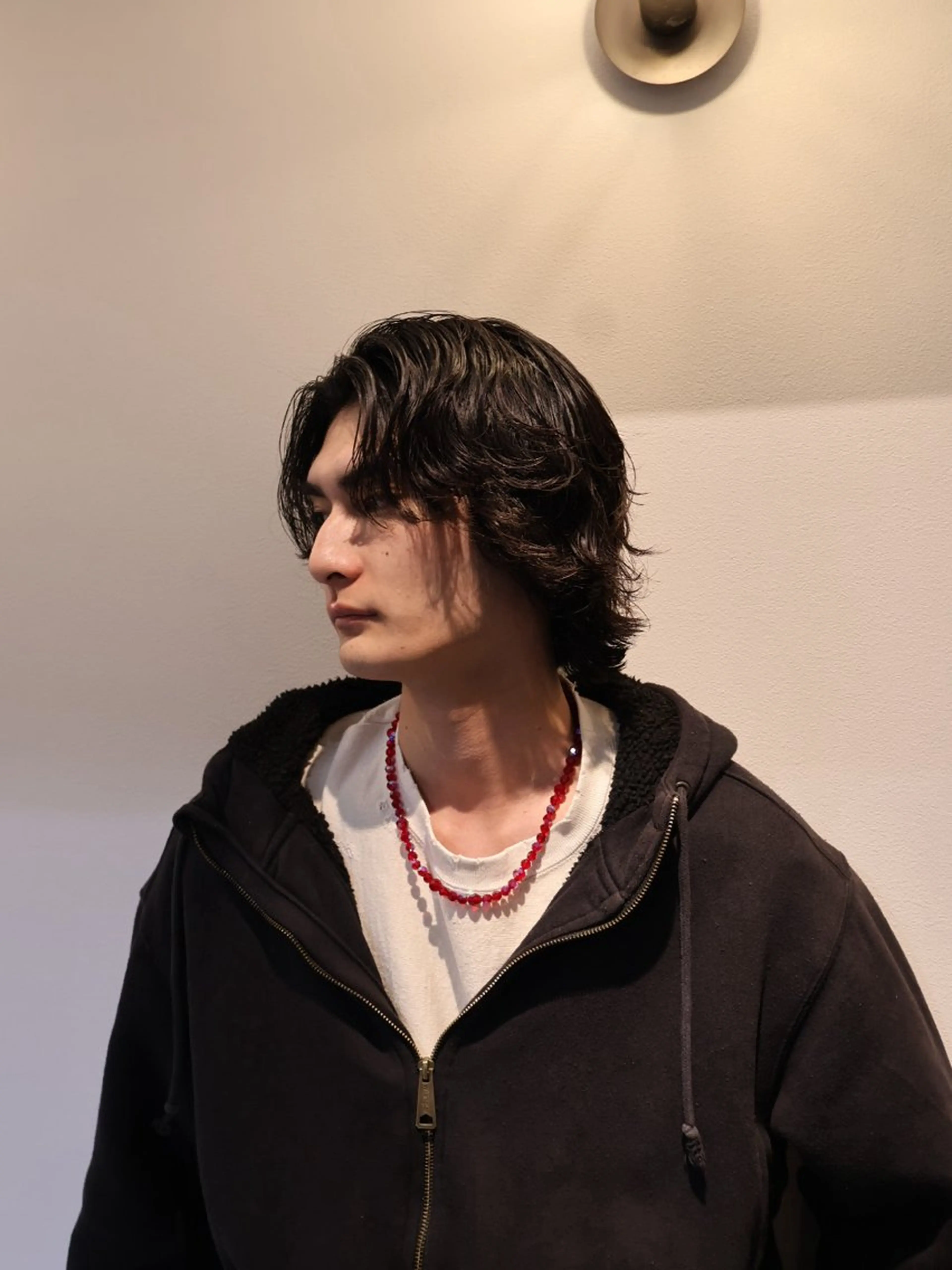 ミディアム ミディアムパーマ ウルフカット 川副/シャドウ/ 波巻き/メンズパーマのヘアスタイル