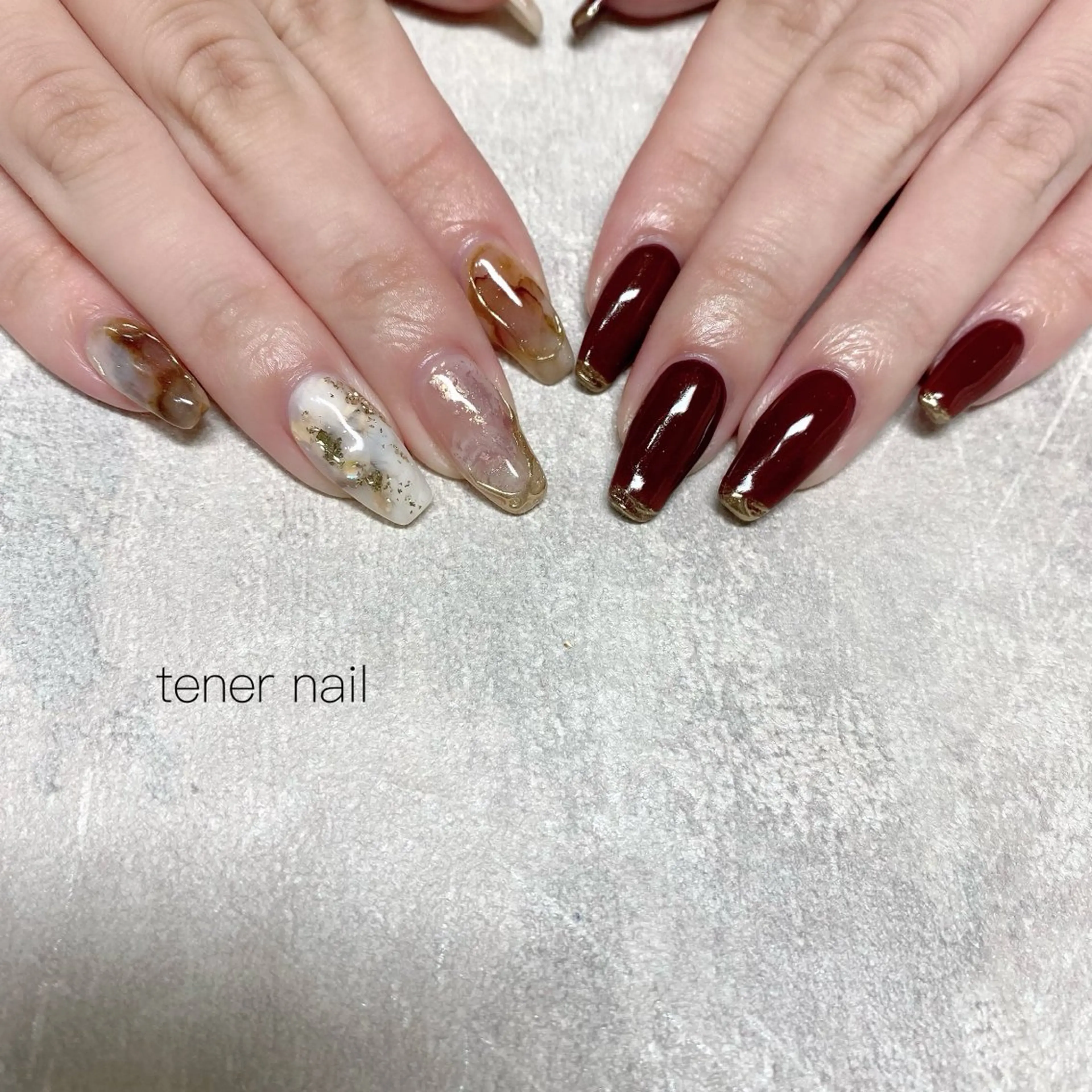 ネイル ボルドー ニュアンスネイル ハンドネイル tener  nail  テネルネイル所属・テネルネイル tener nailのネイルデザイン