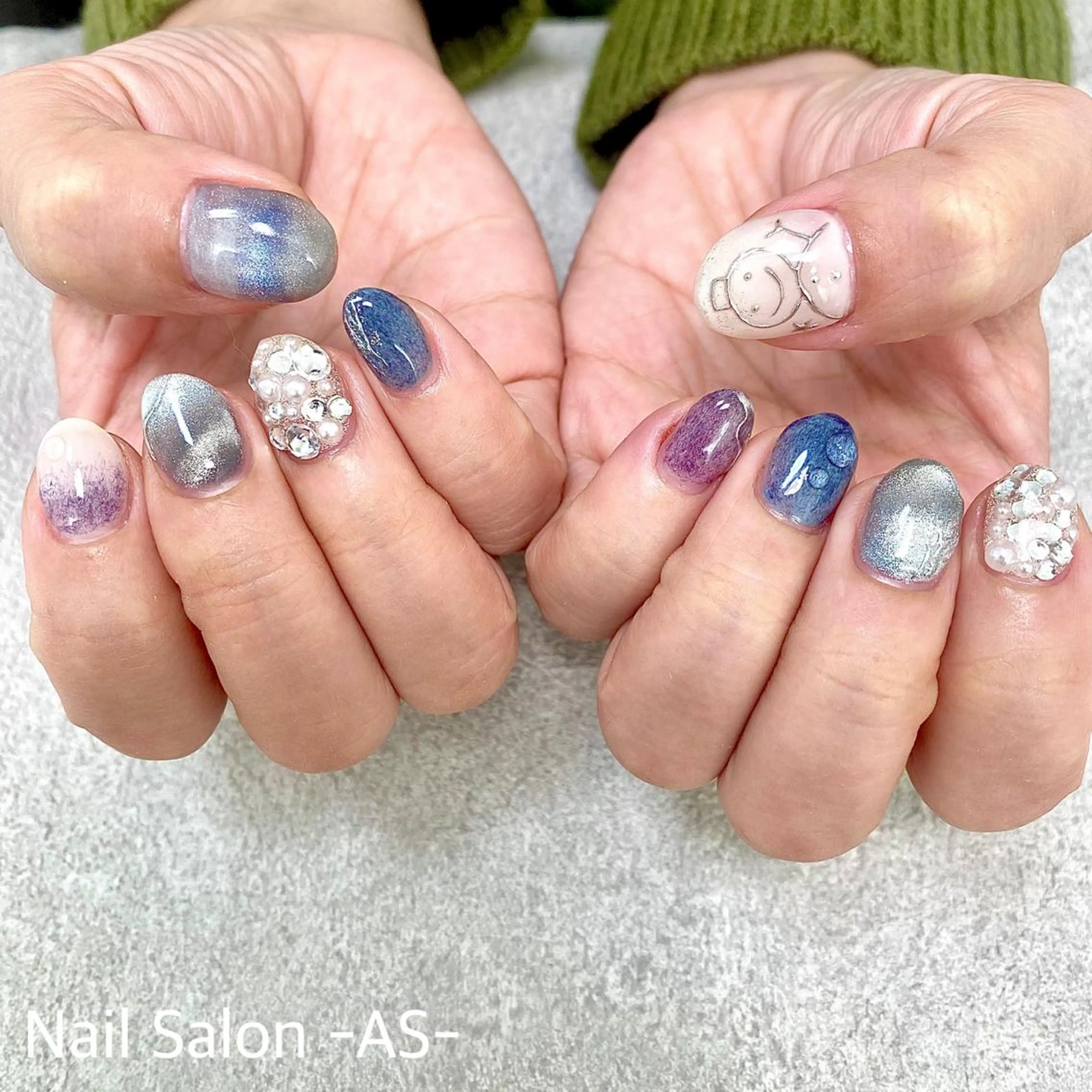 ネイル マグネットネイル ミラーネイル ハンドネイル Nail Salon as-アス-のネイルデザイン