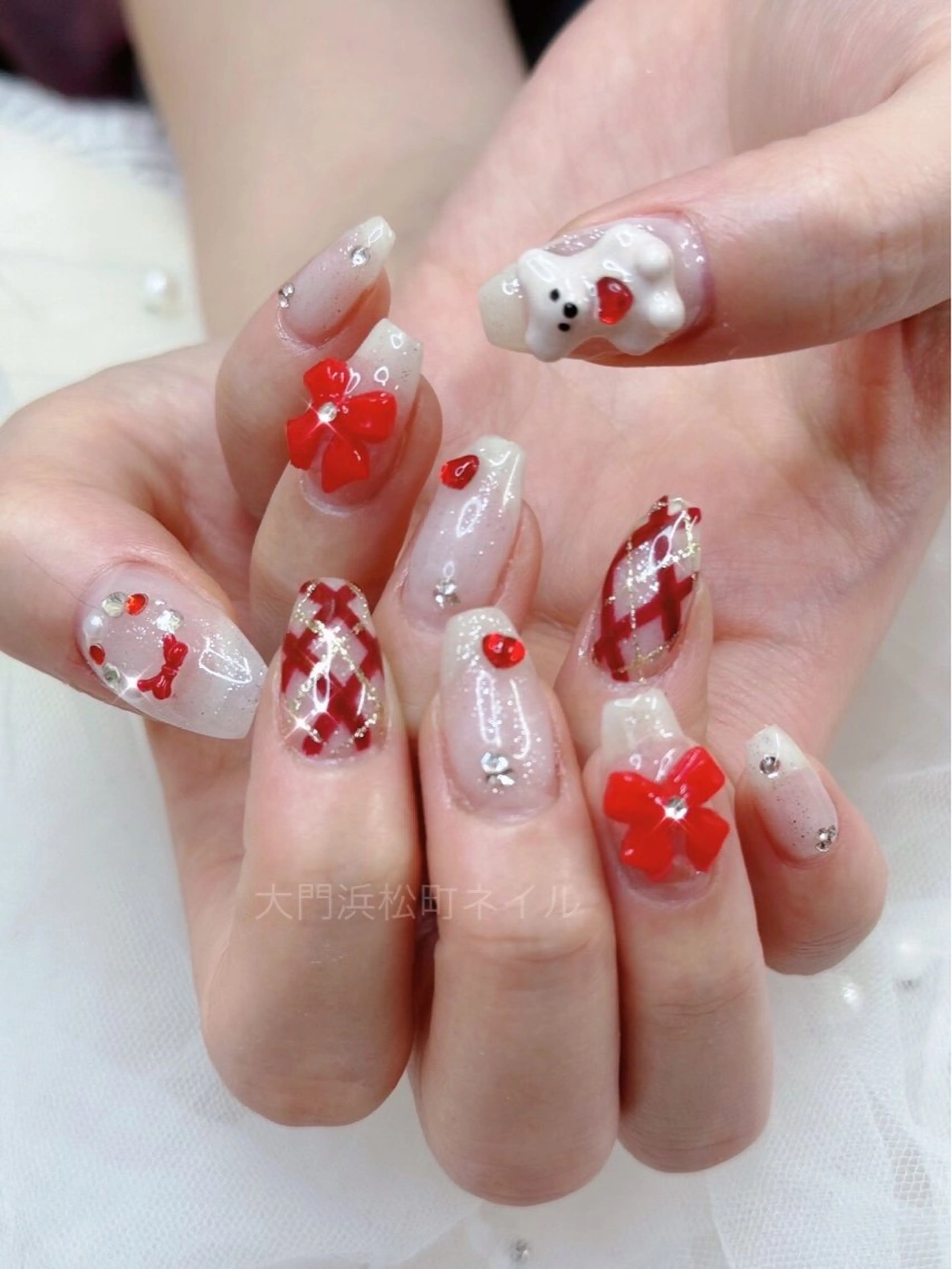 ネイル ボルドー 成人式 フレンチネイル ガラスフレンチ マグネットネイル ハンドネイル ハンドケア 大門浜松町 ネイルのネイルデザイン
