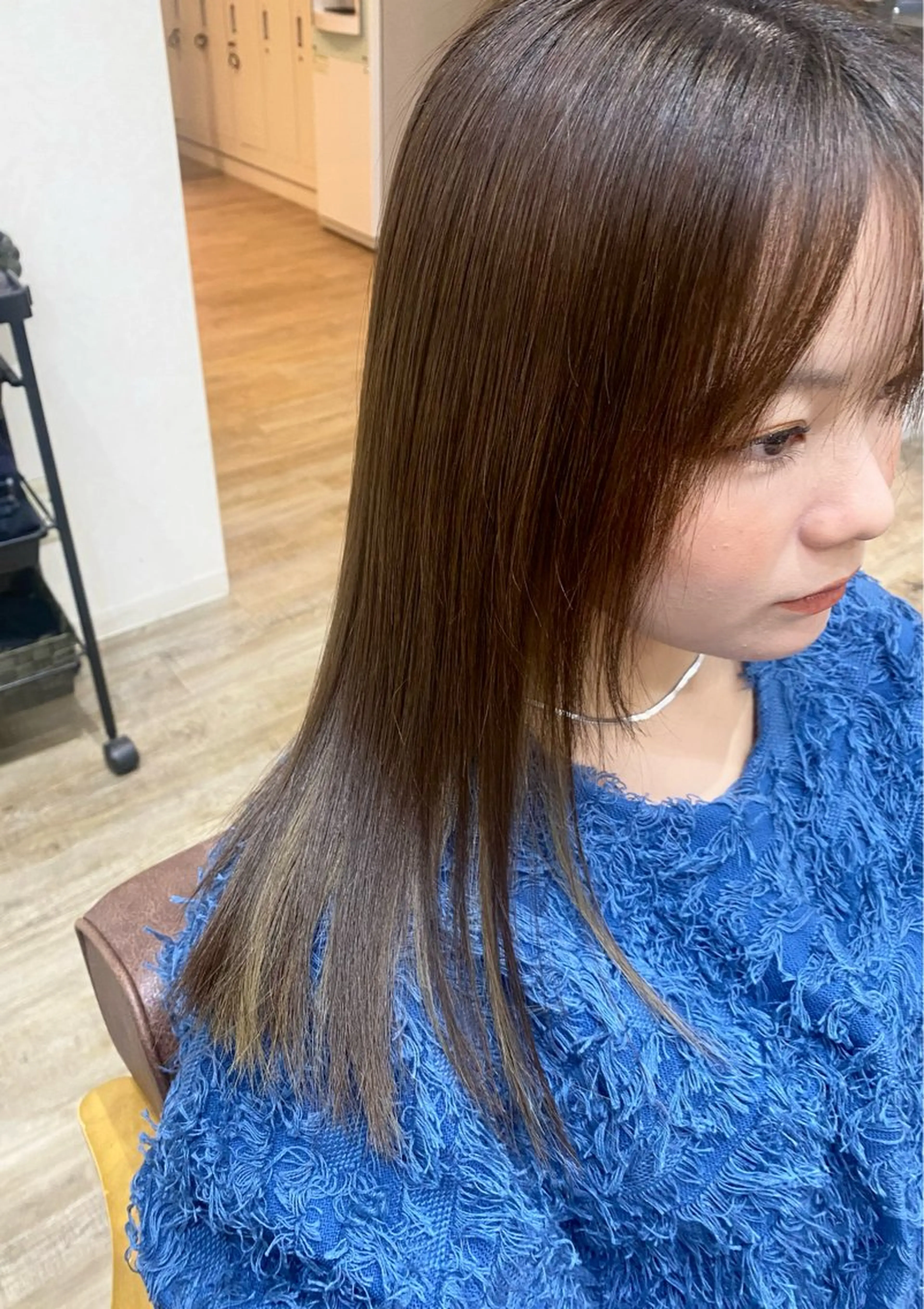 ロング ピンクブラウン 縮毛矯正 カット トリートメント N°+aero 😊れいか😊のヘアスタイル