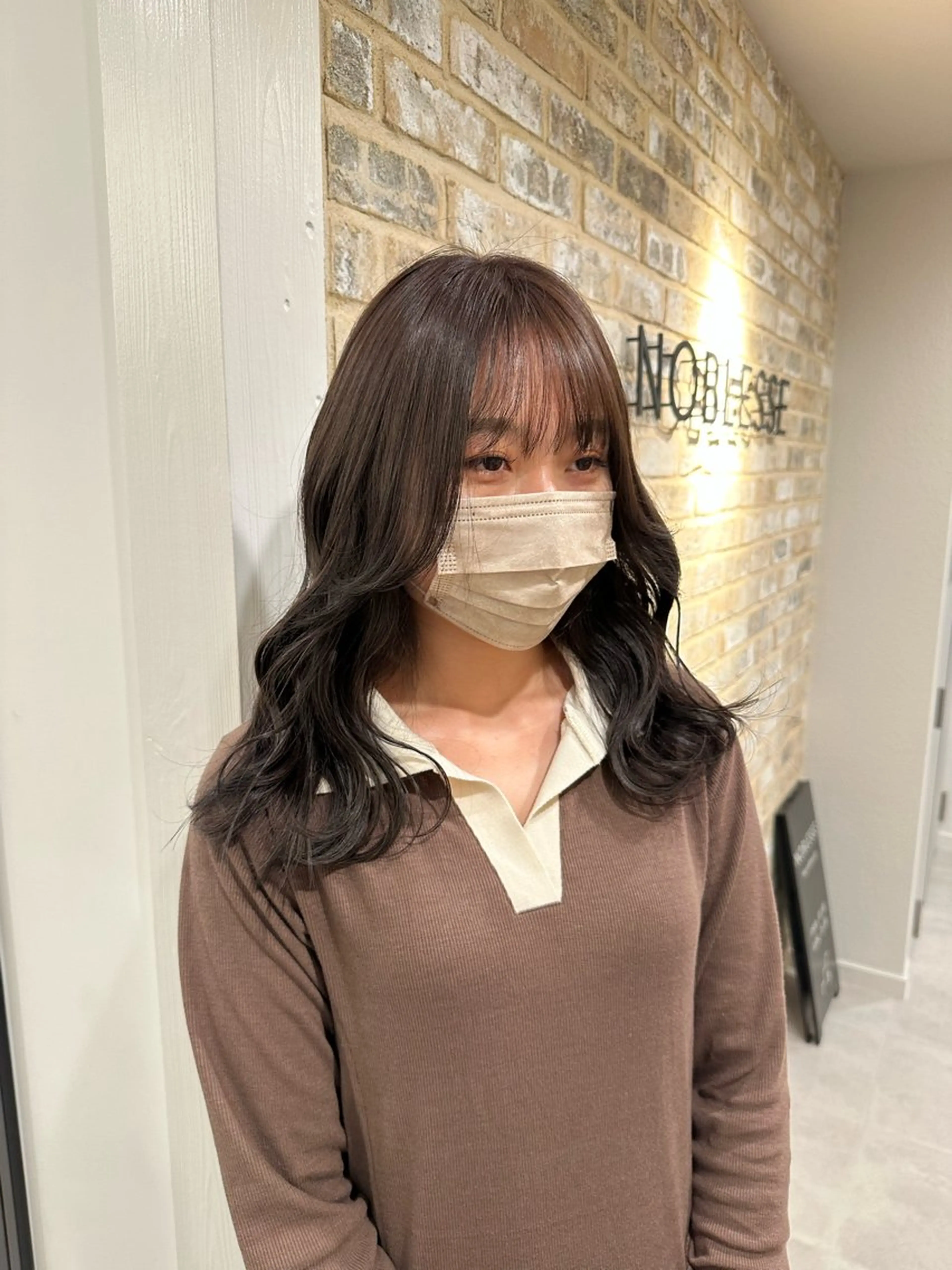 カラー ブリーチ グレージュ ブリーチなしカラー sau.所属・kano🌈 ボブ/レイヤーのヘアスタイル