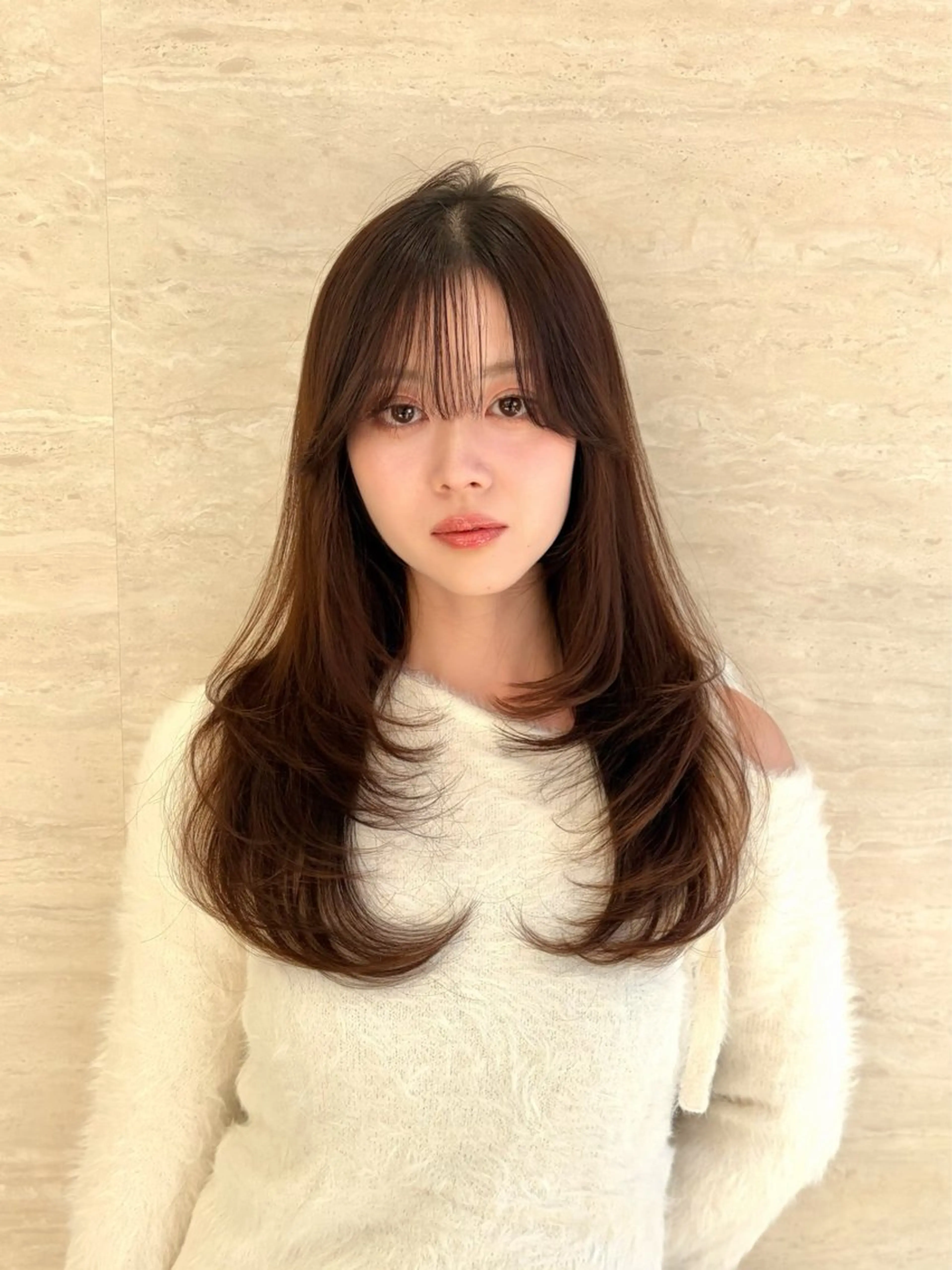 ロング レイヤーカット ロング 小顔カット カット PULSE yokohama所属・横浜駅/韓国レイヤー カット/髪質改善のヘアスタイル