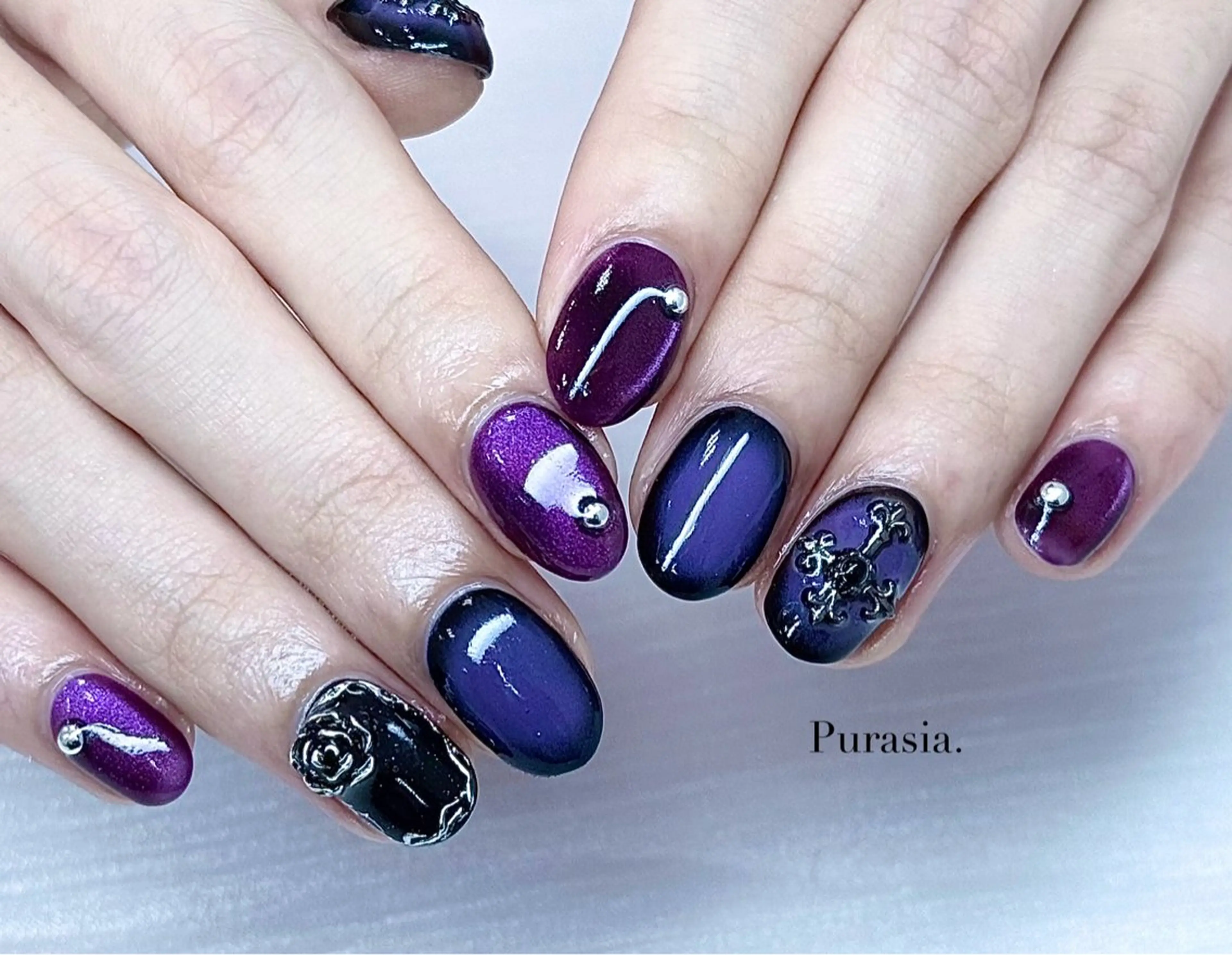 ネイル チークネイル メンズネイル ハンドネイル Purasia高橋✧ マグ/ワンホン/地雷のネイルデザイン