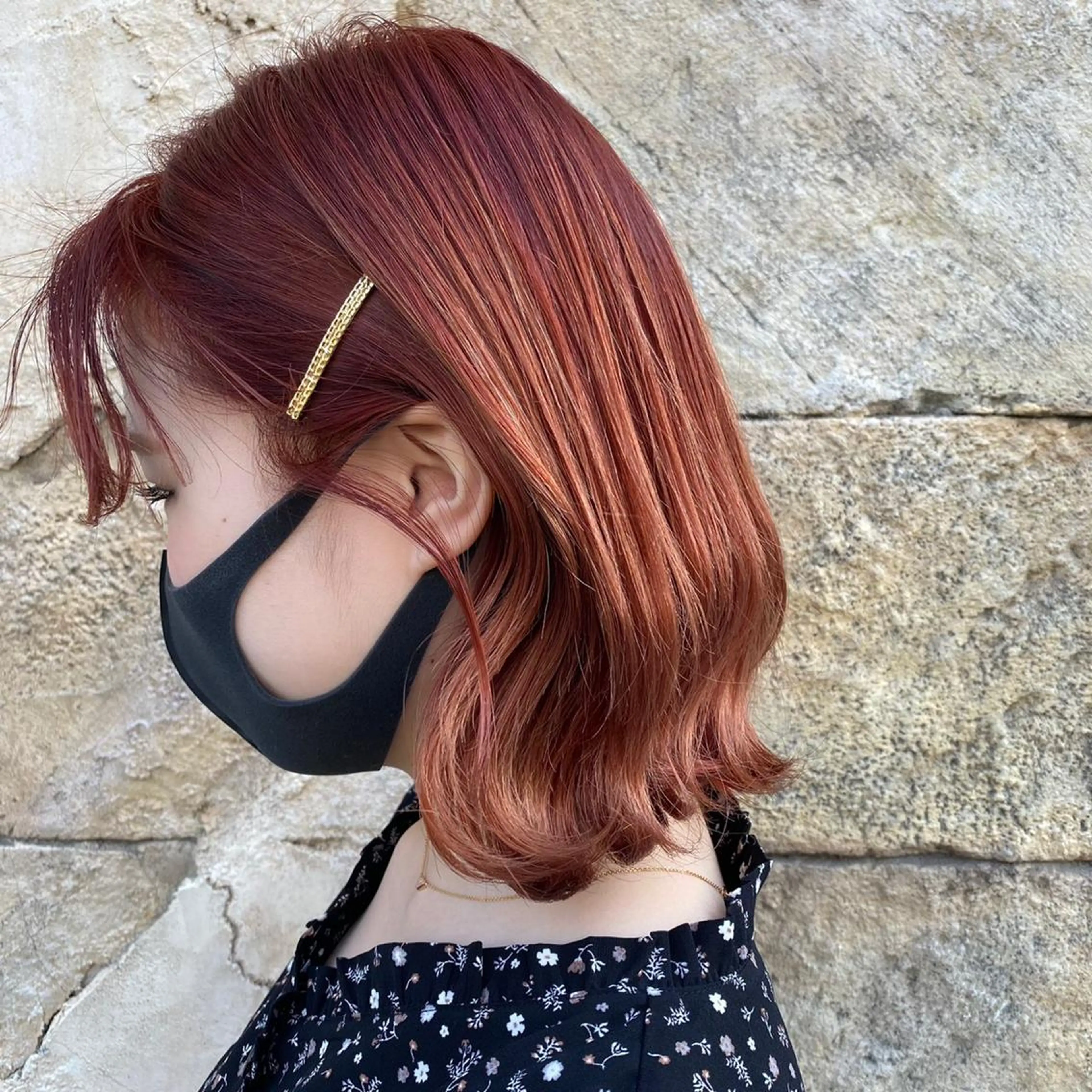 カラー オレンジ 水島 悠香子のヘアスタイル