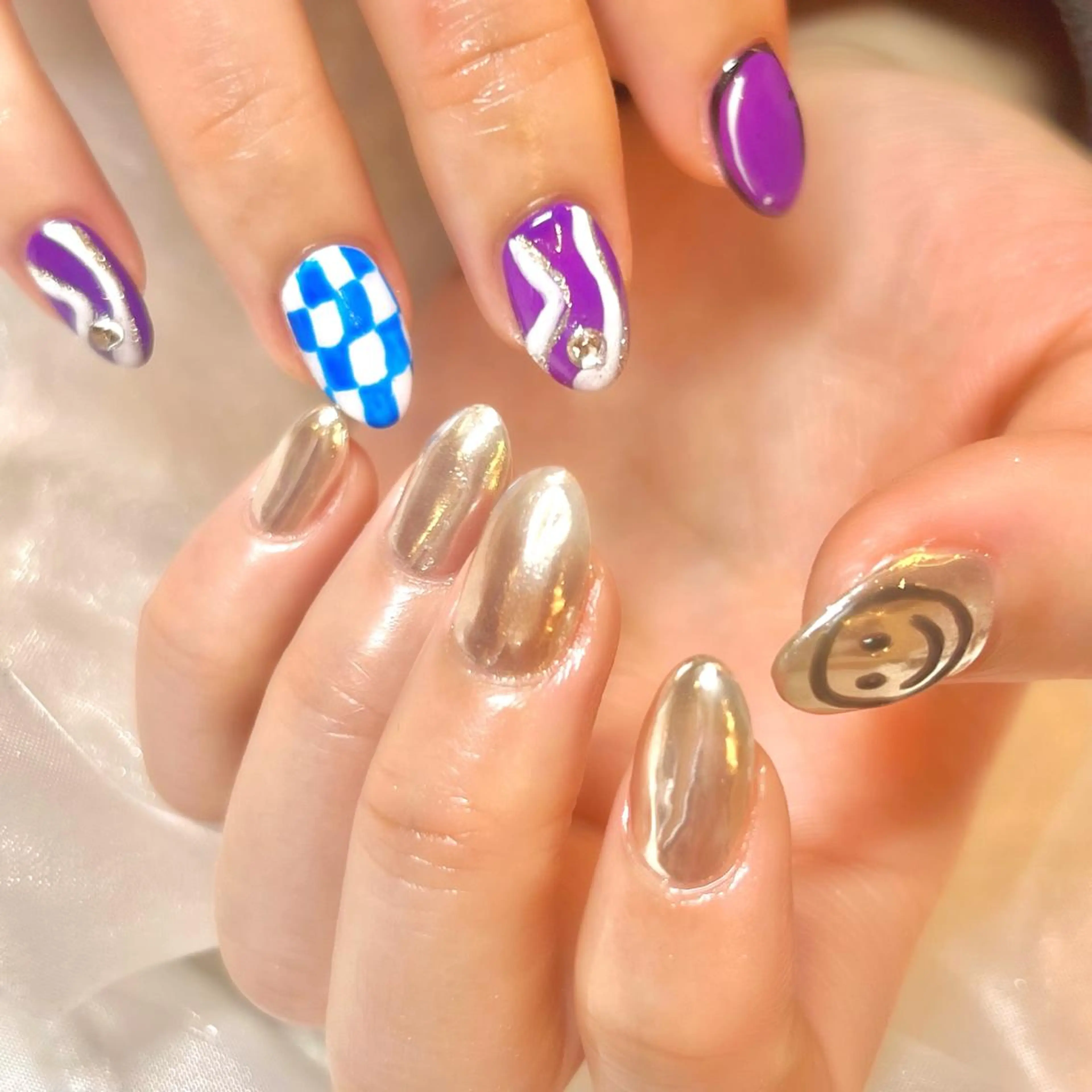 ネイル アートネイル オーロラネイル ジェルネイル 韓国ネイル ロングネイル ハンドネイル clover nailのネイルデザイン