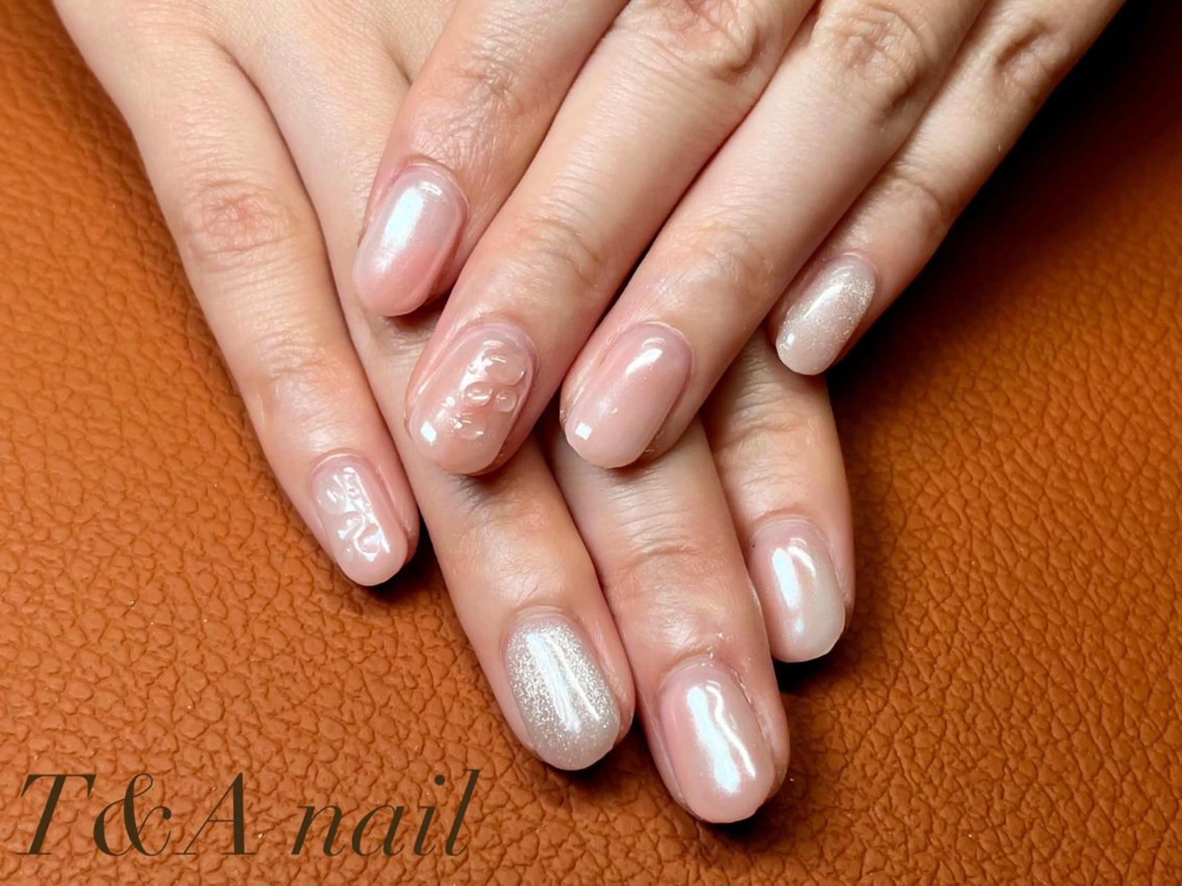 ミディアム ネイル 長さ出し ジェルネイル ニュアンスネイル スカルプネイル シンプルネイル ハンドネイル T&A nailのネイルデザイン