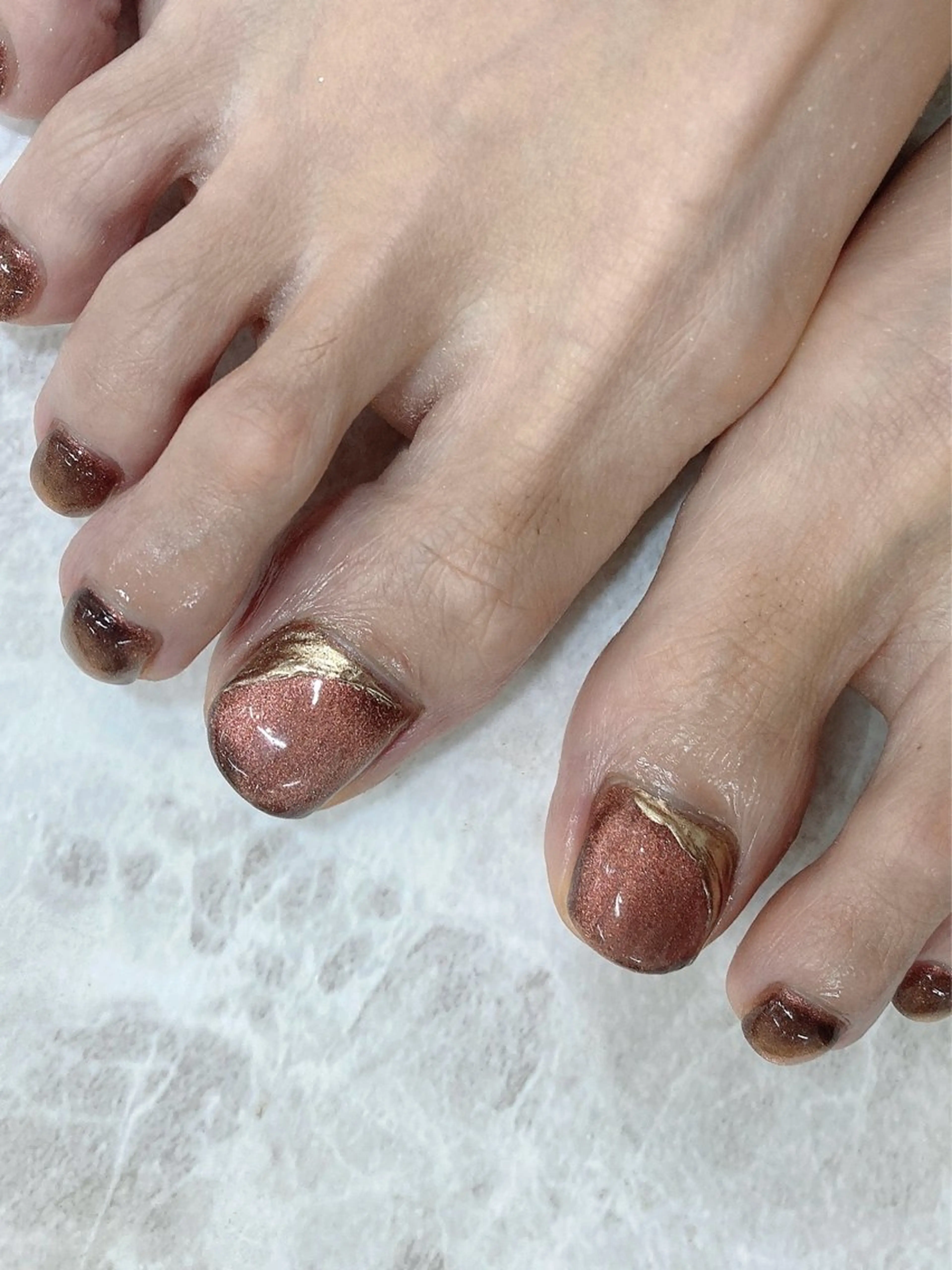 【ご新規様】オフ込♪マグネット、フラッシュ　フットジェルネイルの写真