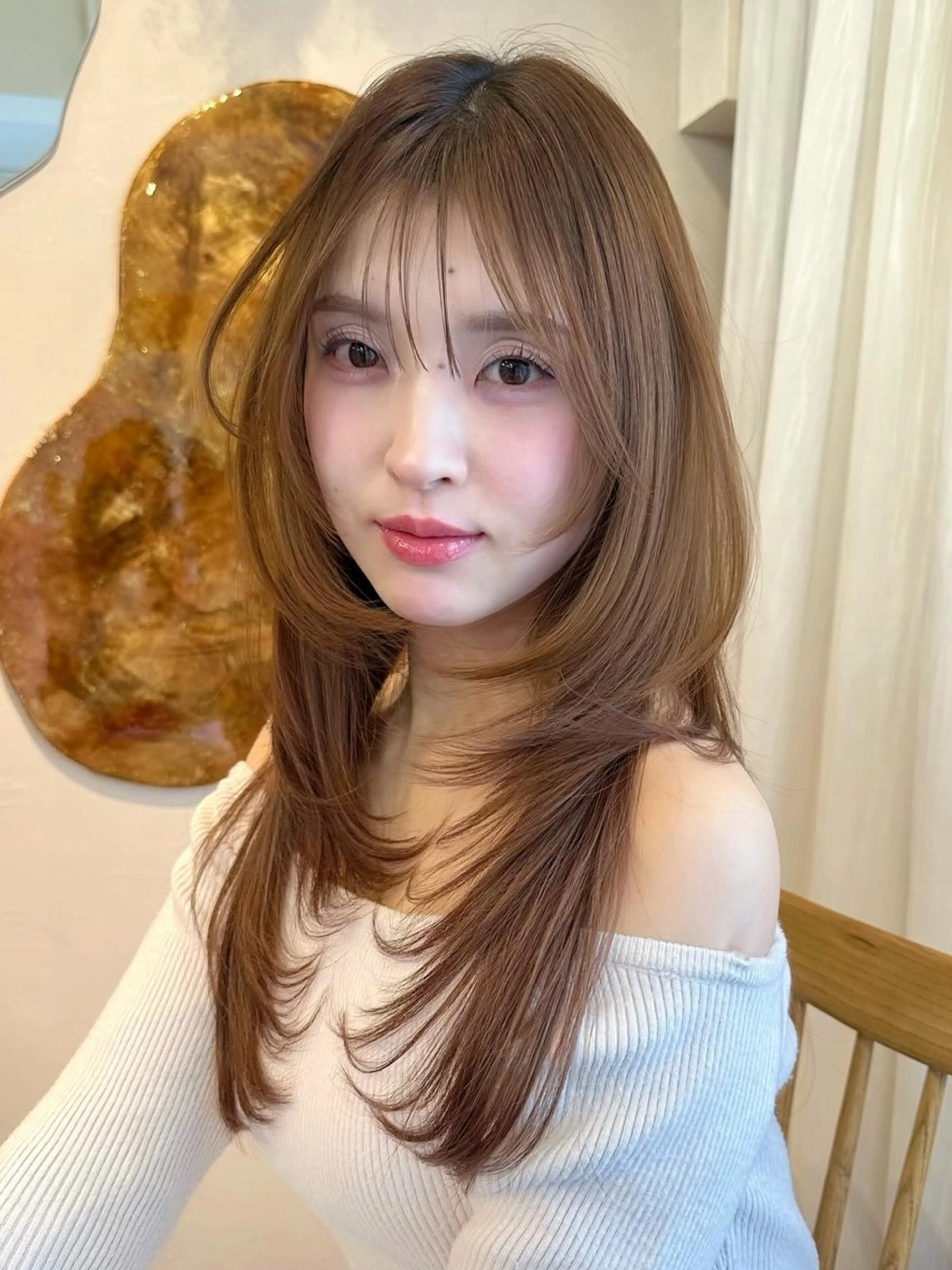 ロング レイヤーカット カット ヘアカラー 韓国ヘア🦢🖤 Sayumiのヘアスタイル