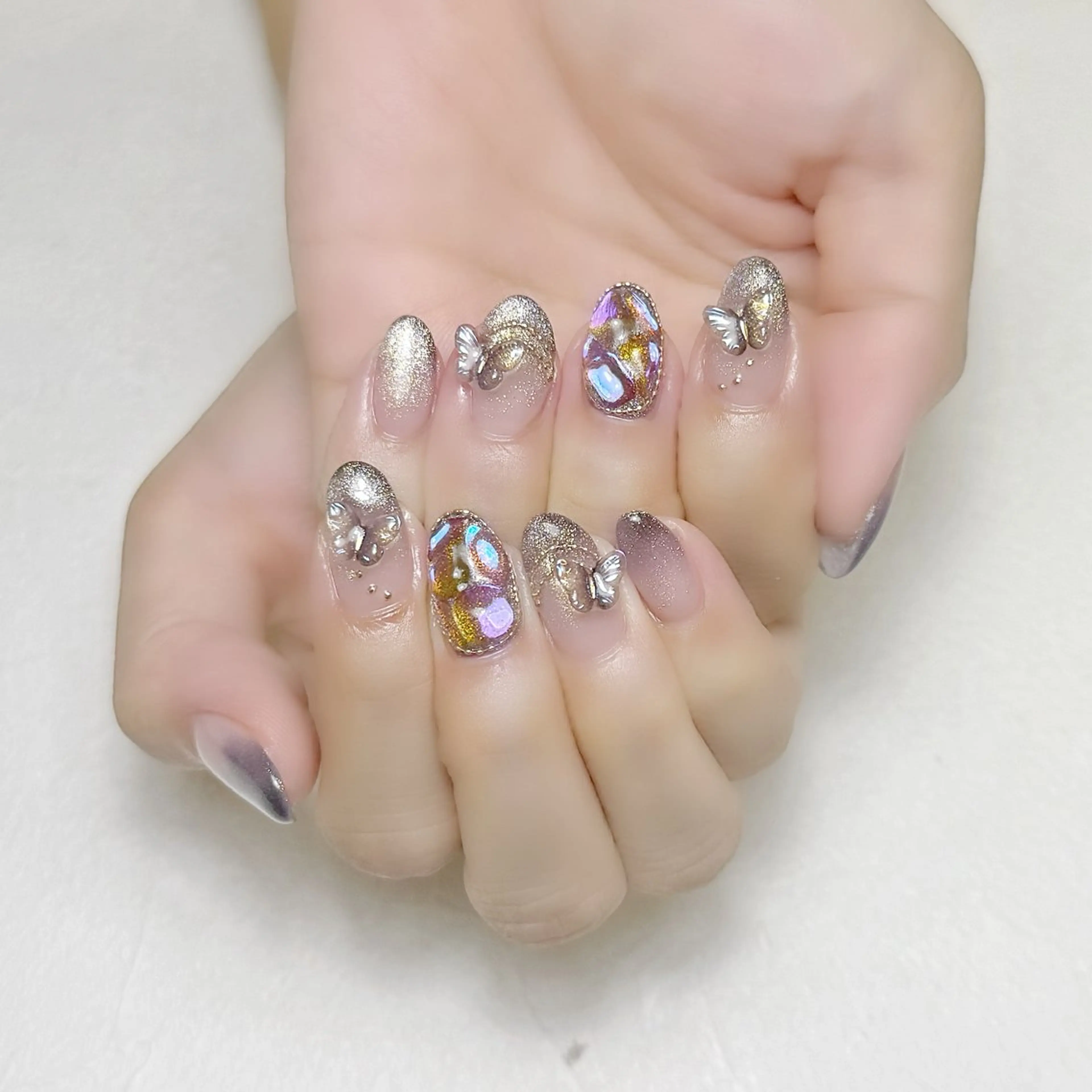 ネイル グラデーション マグネットネイル パープル 夏ネイル rouse nail RISATOのネイルデザイン