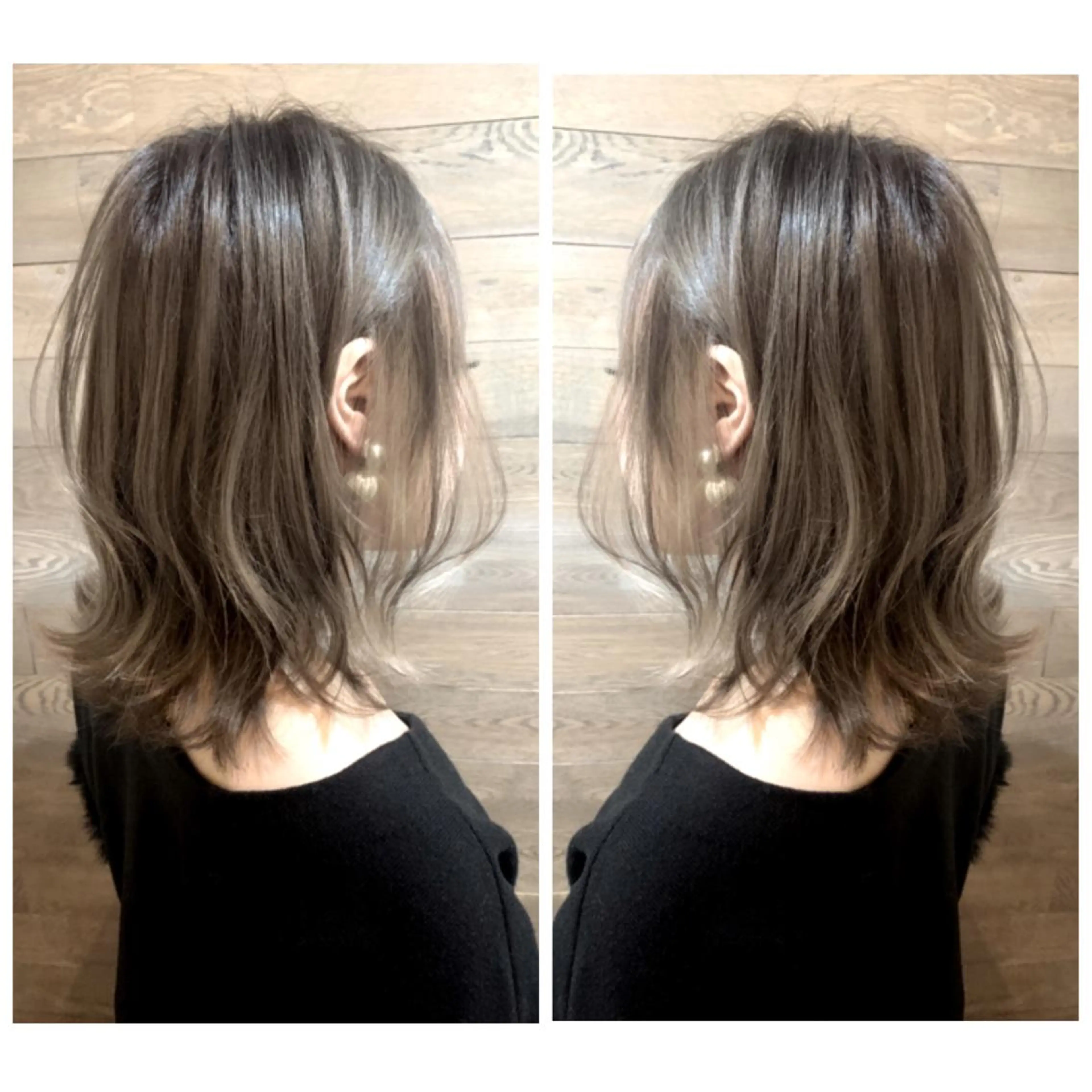 ミディアム カラー バレイヤージュ ブラウンカラー ココアブラウン デザインカラー グラデーションカラー カット ヘアカラー トリートメント 京都大人女性ショート 徒歩1分/秋山のヘアスタイル