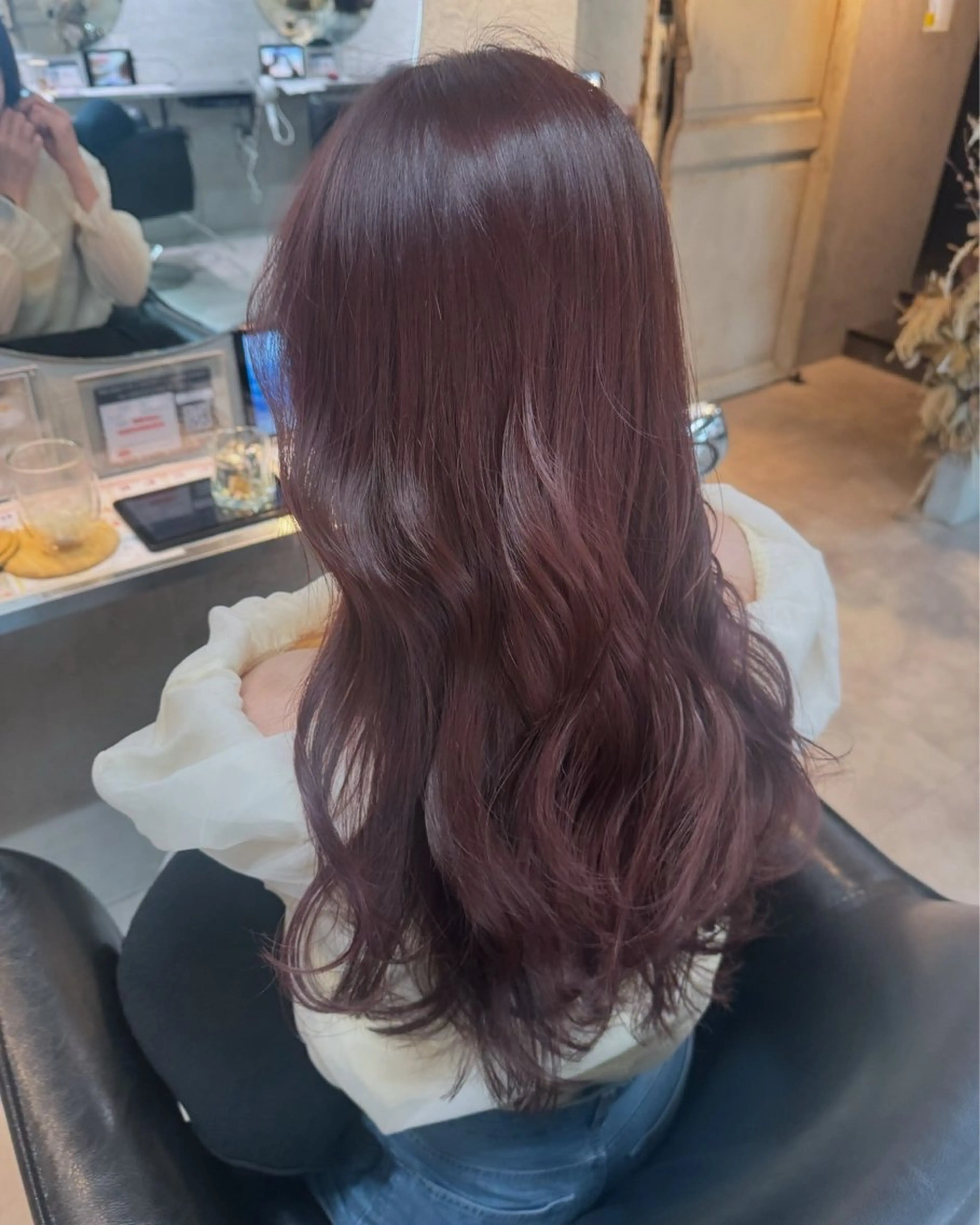 カラー ブリーチ ボルドーカラー ダブルカラー ブリーチなしカラー 内山 あすかのヘアスタイル