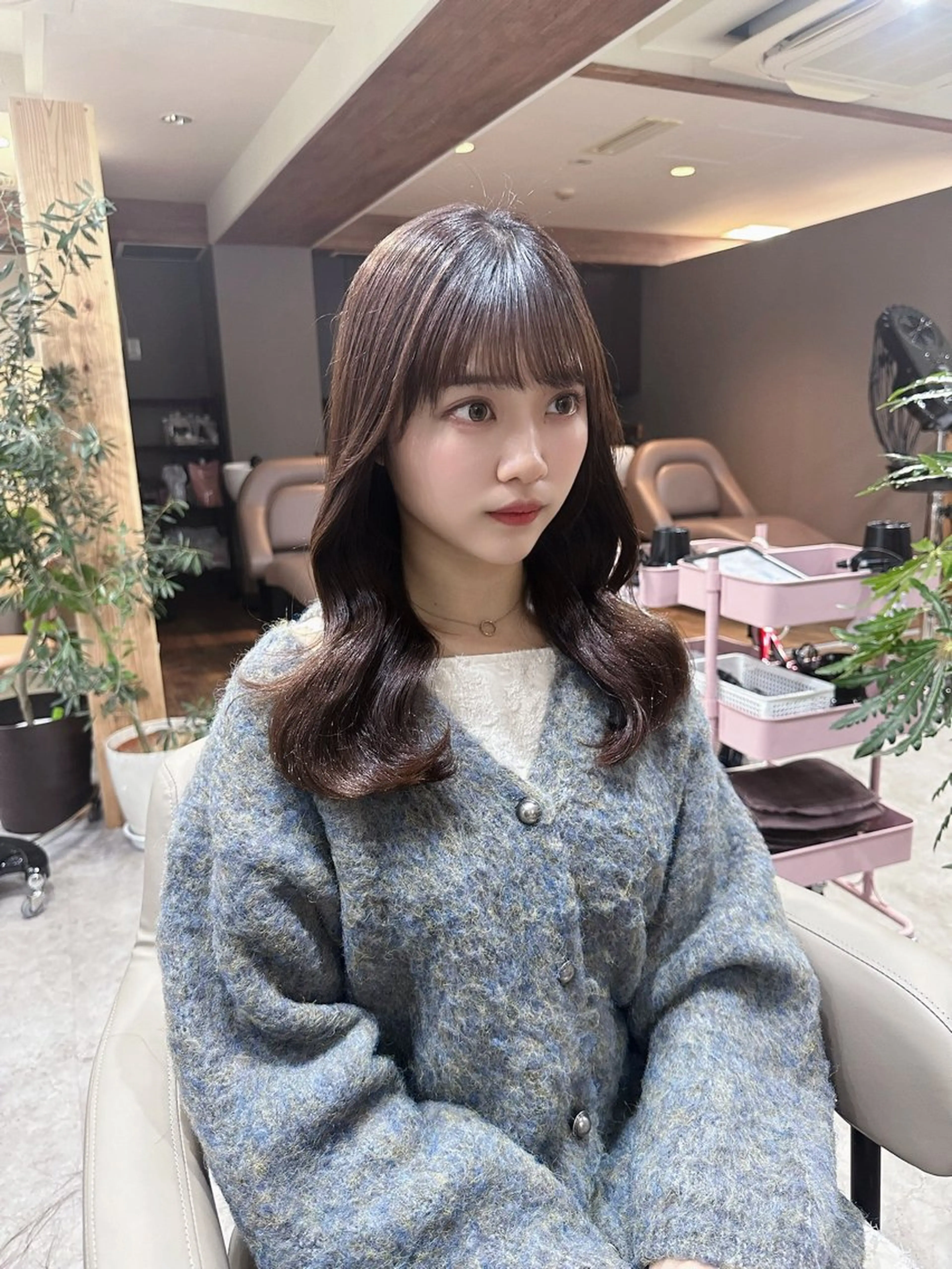 セミロング カラー パーマ 韓国ヘア/韓国風 パーマ/kazueのヘアスタイル