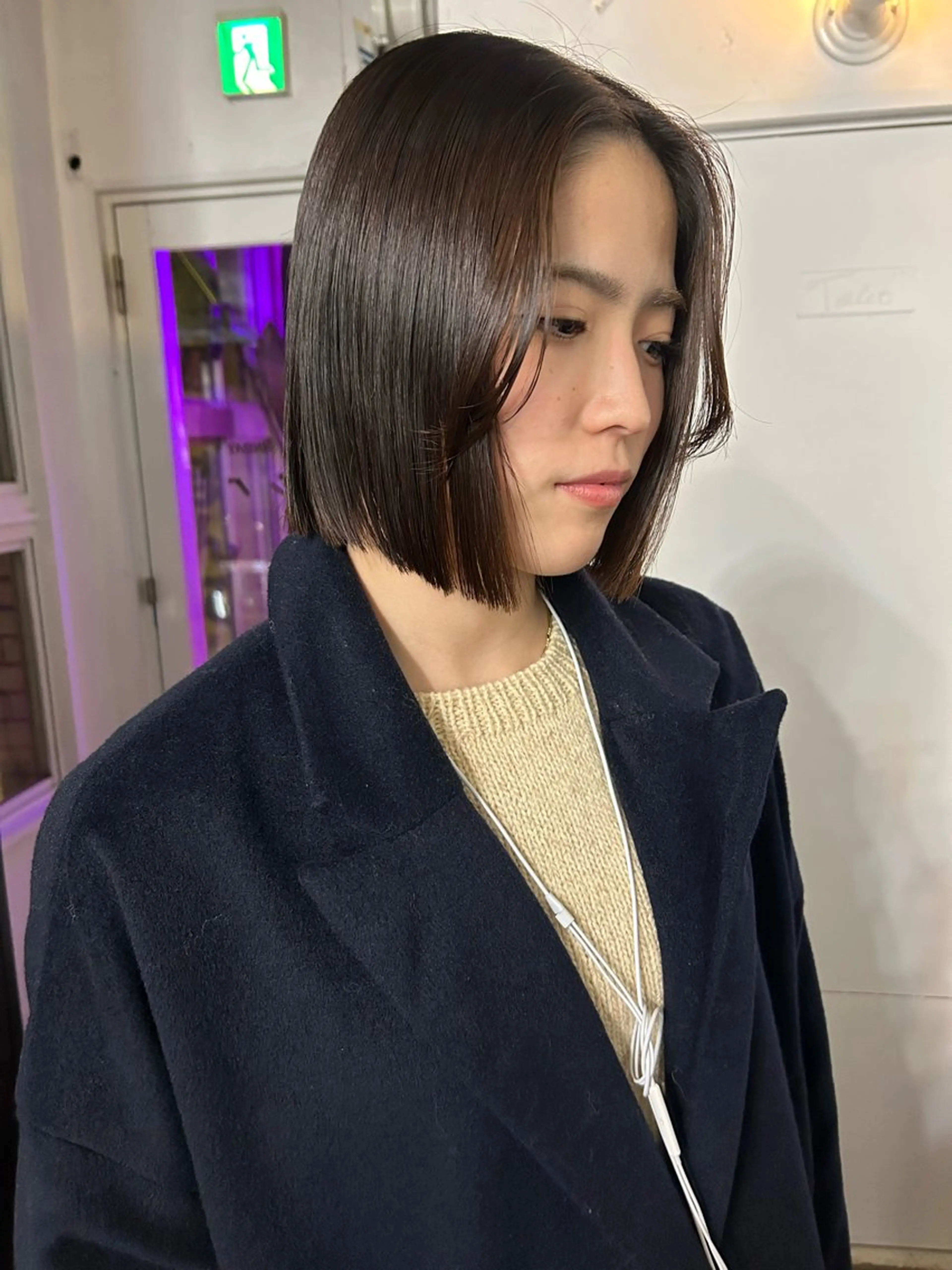 ミディアム 酸性ストレート カット 縮毛矯正 小川真歩/パーマ /暖色オリーブのヘアスタイル