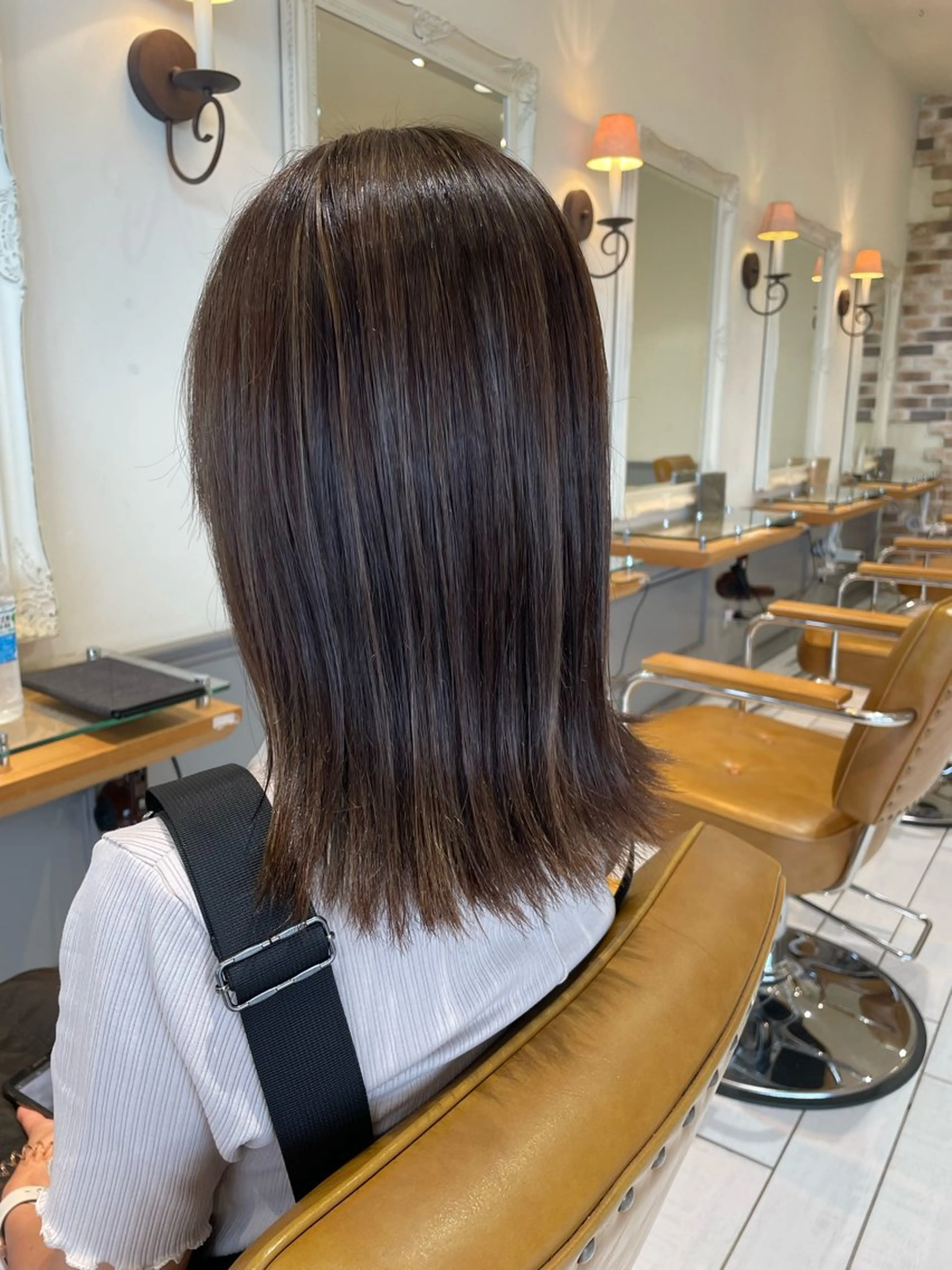 ミディアム カラー カット ヘアカラー トリートメント 鈴木弥月/大人ボブ× 透明感カラーのヘアスタイル