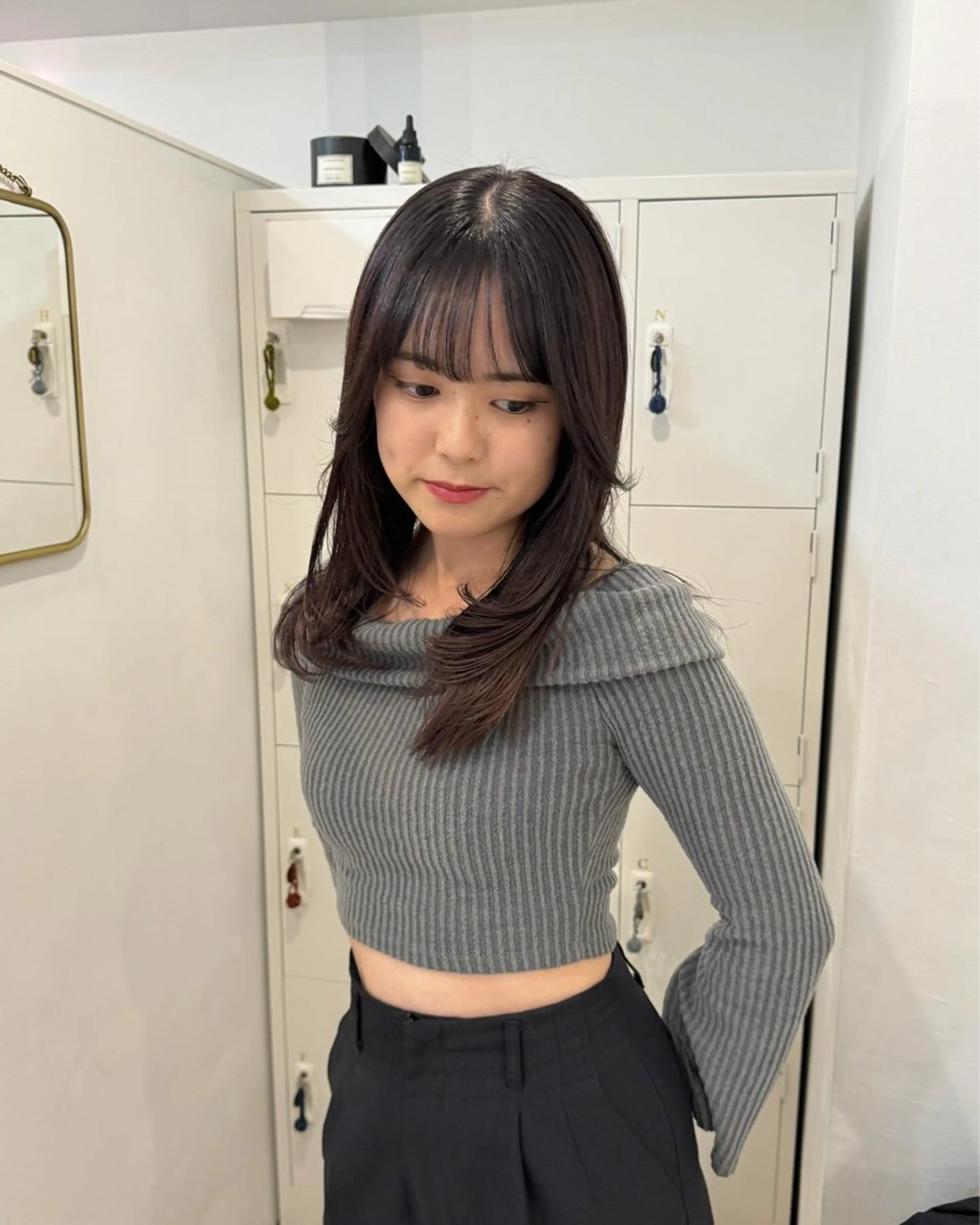 セミロング カラー レイヤーカット ボブパーマNo.1のヘアスタイル