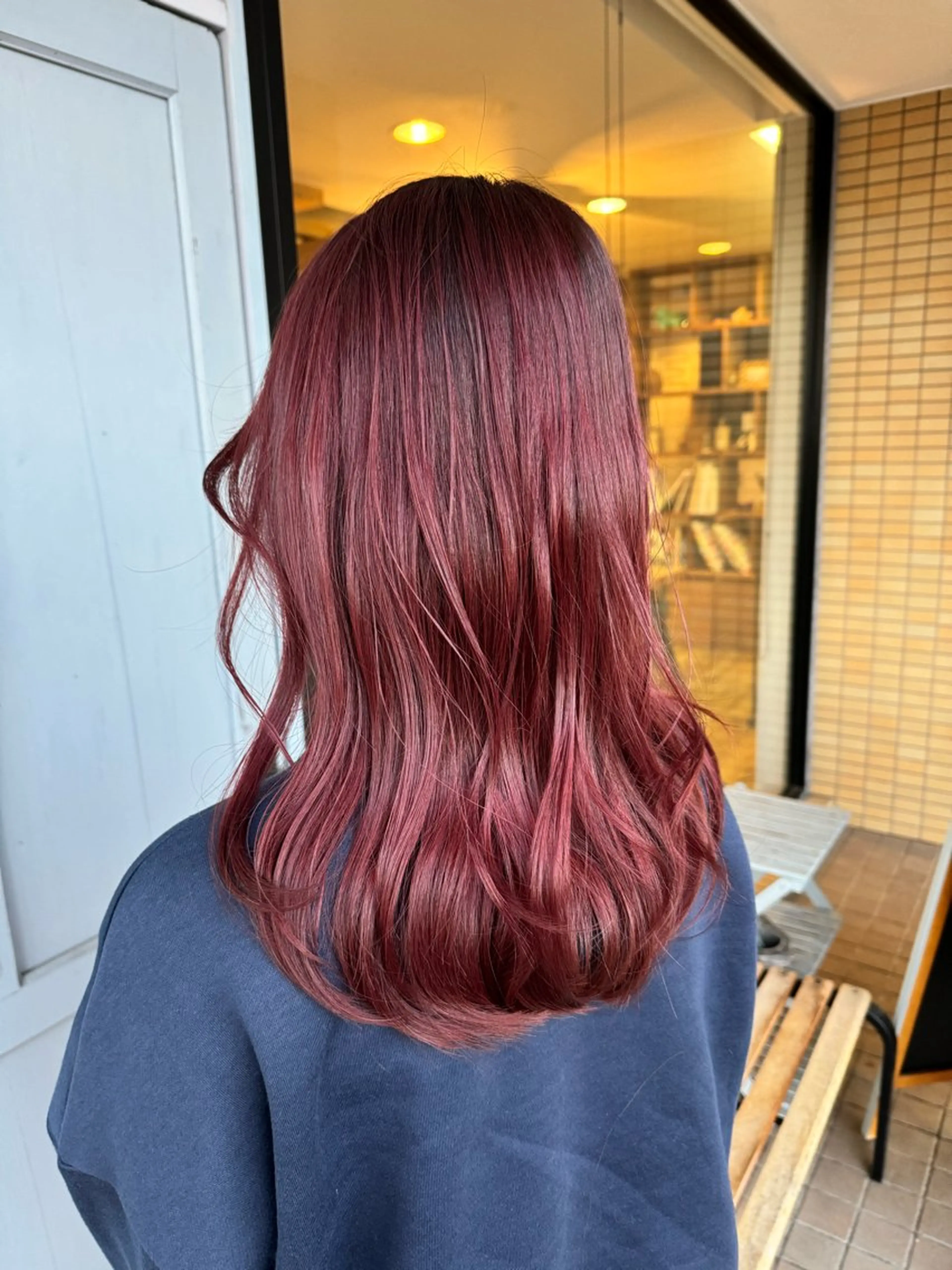 ロング カラー ピンクカラー カット ヘアカラー トリートメント ツキダテ ユイのヘアスタイル