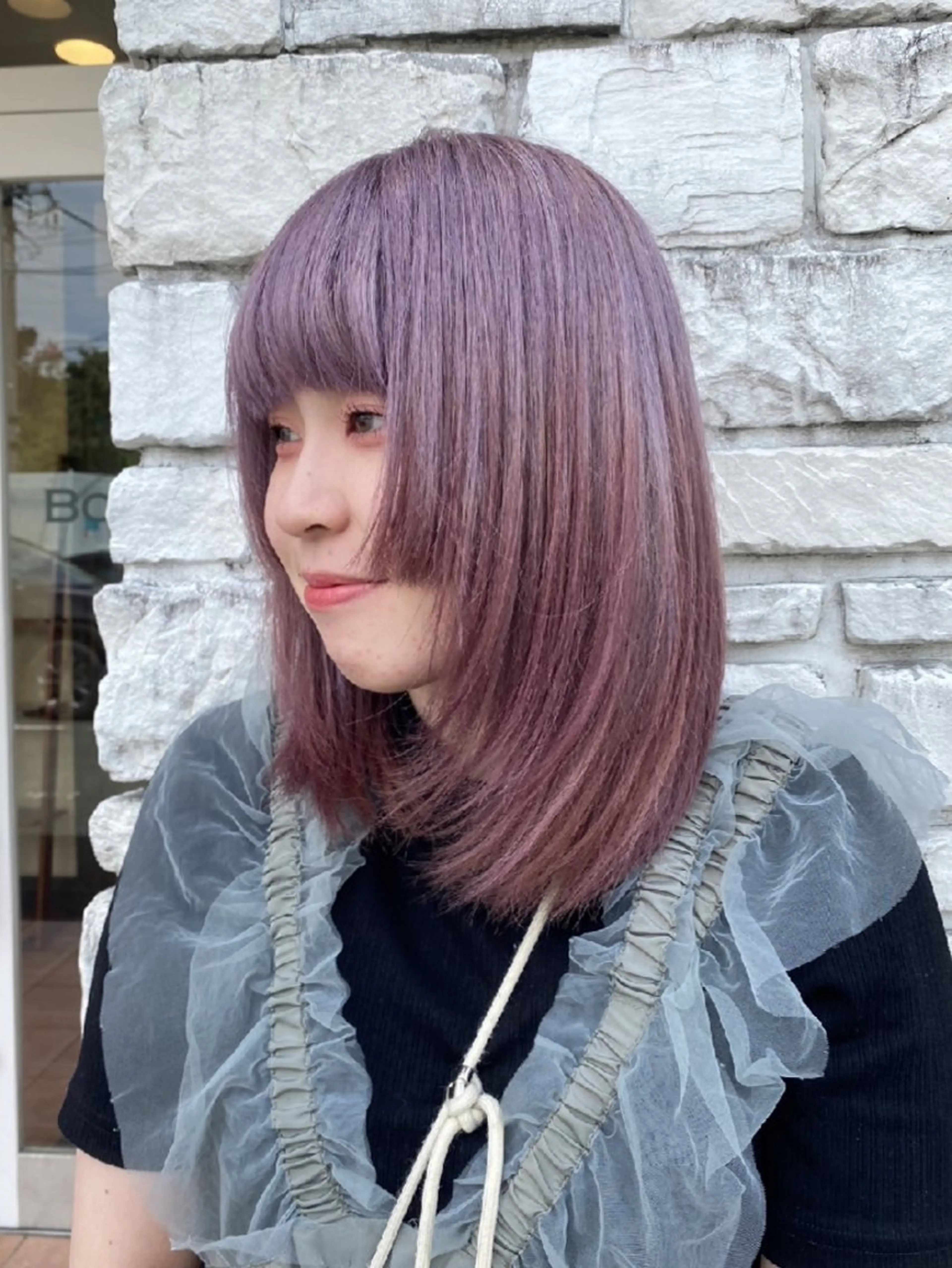 カラー セミロング ベージュカラー パープルカラー メンズ ヘアメイク  ハイトーン キャロのヘアスタイル