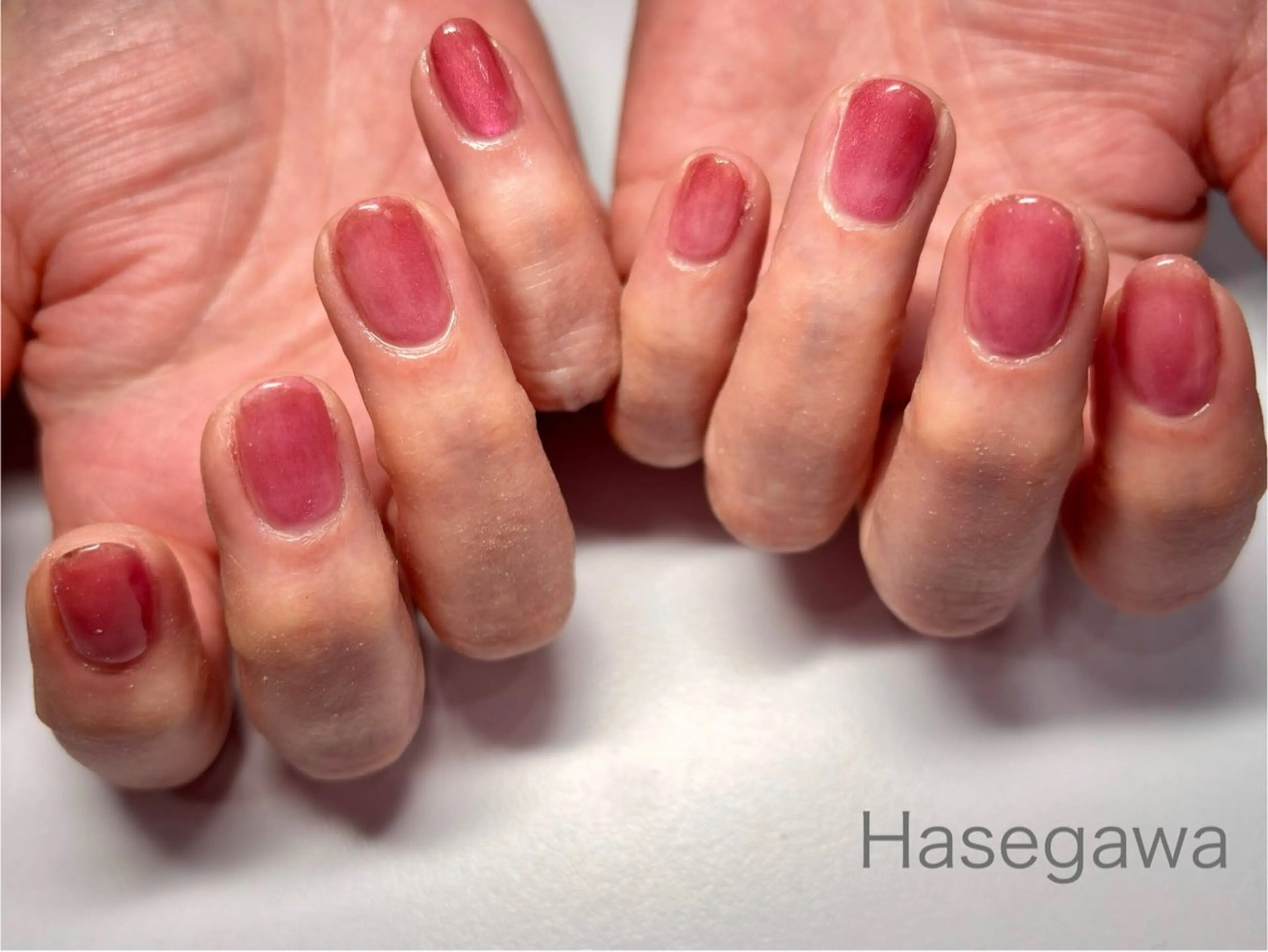 ネイル オレンジ ピンク ハンドネイル DROP所属・DROP 長谷川のネイルデザイン