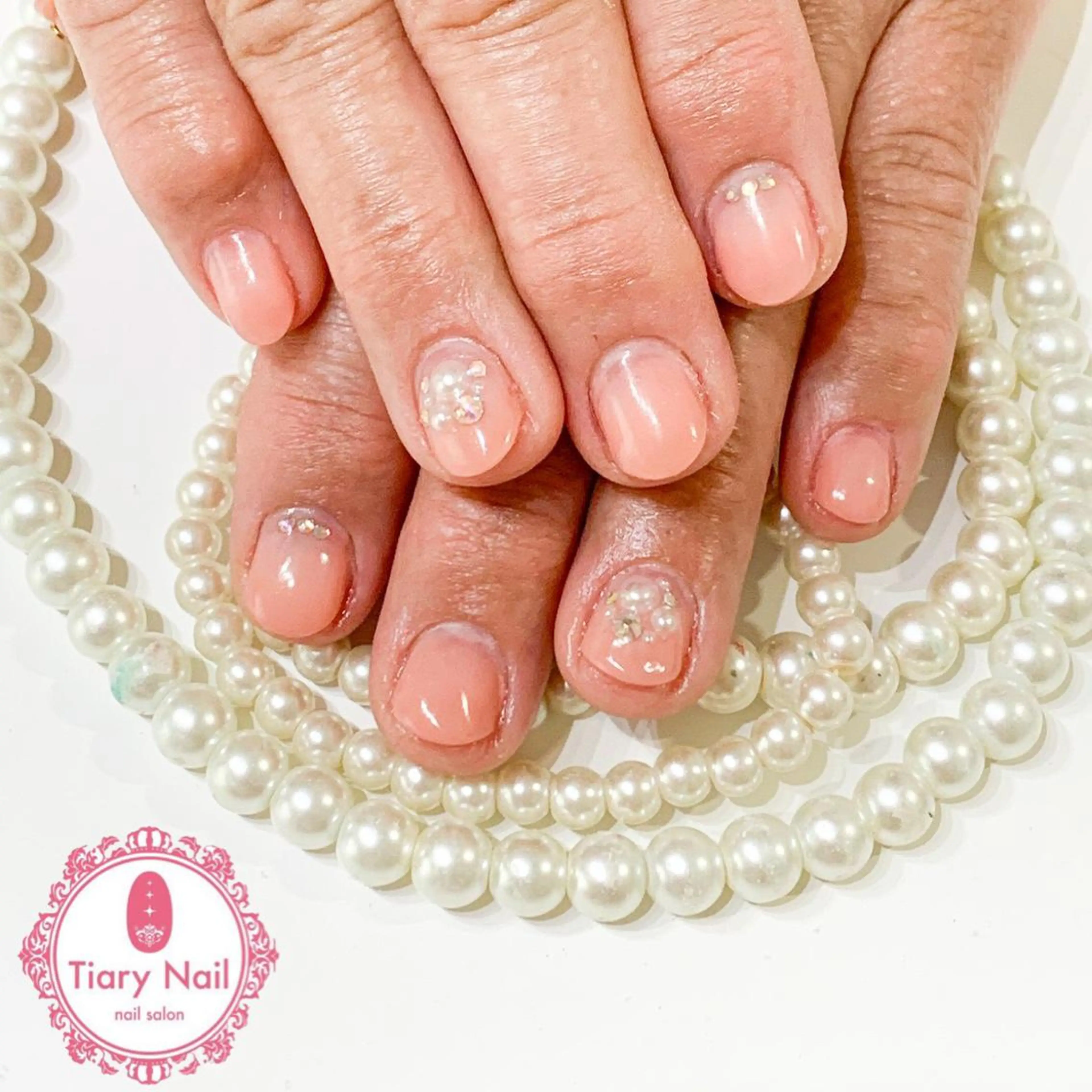 ネイル 桜ネイル クリアネイル フットネイル ジェルネイル キラキラネイル 💗🪽Tiary Nail🪽💗のネイルデザイン