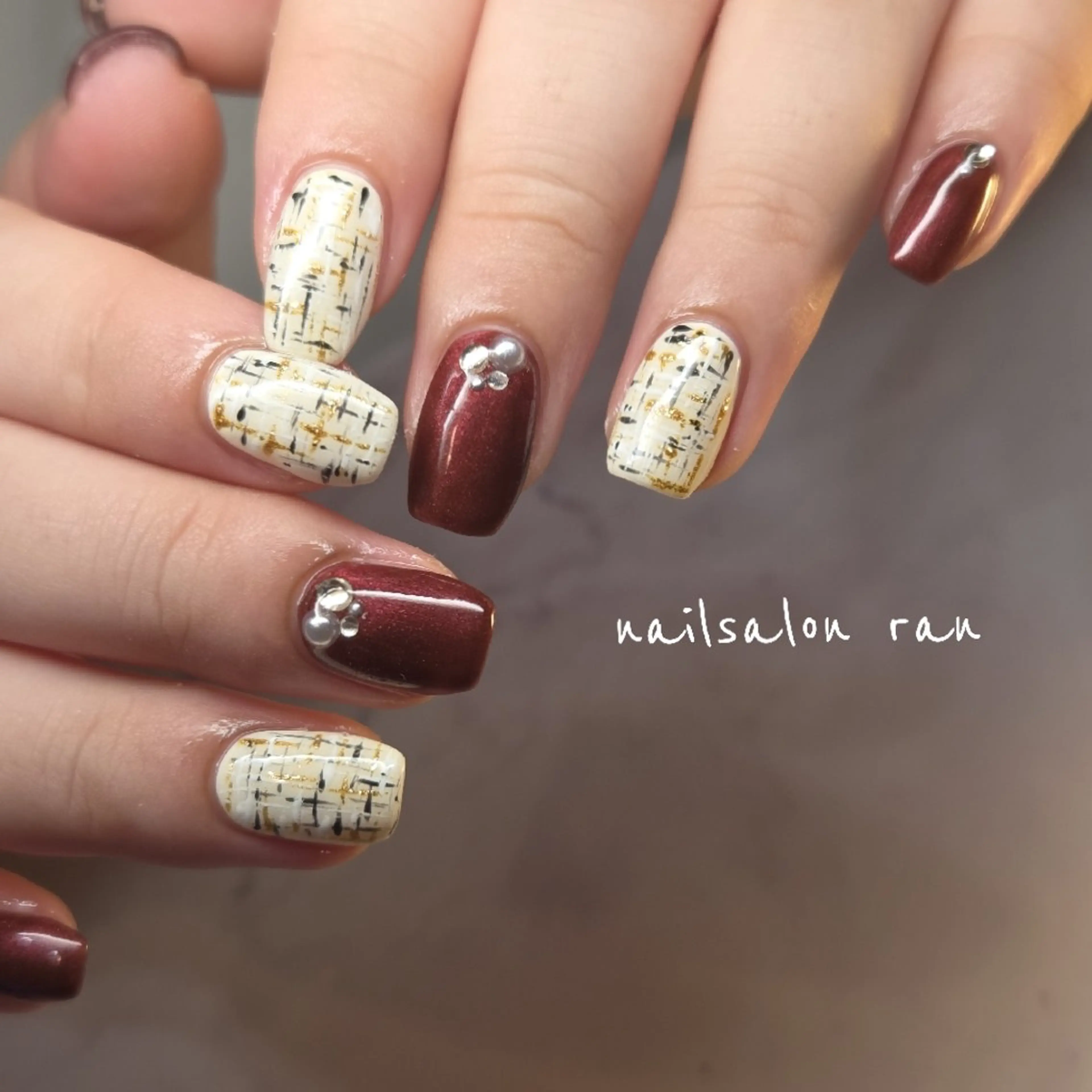 ネイル ボルドー ハンドネイル ハンドケア nailsalon ranのネイルデザイン